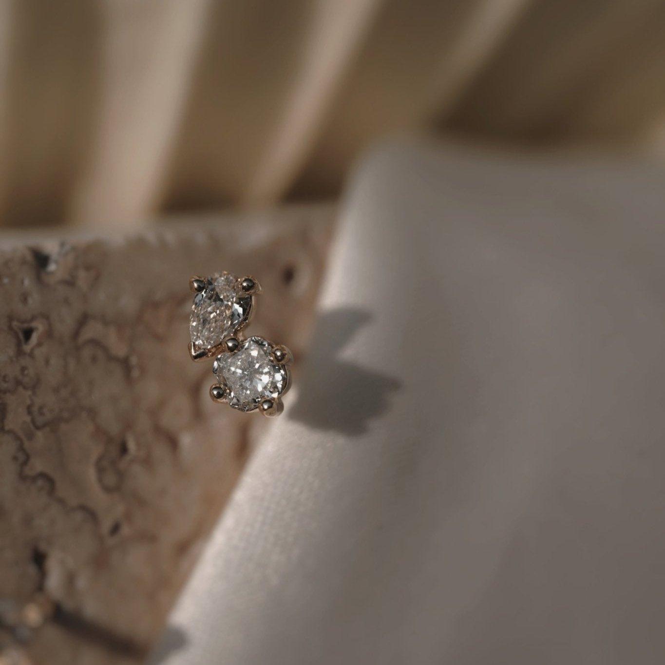 Earrings-Angelica Diamond Earrings combine pear and radiant cuts. Made to order in Australia with 2-4 weeks lead time. Ethically sourced diamonds and gemstones, crafted in recycled and refined gold. Part of the Angelica Collection.-ELIISE MAAR JEWELLERY