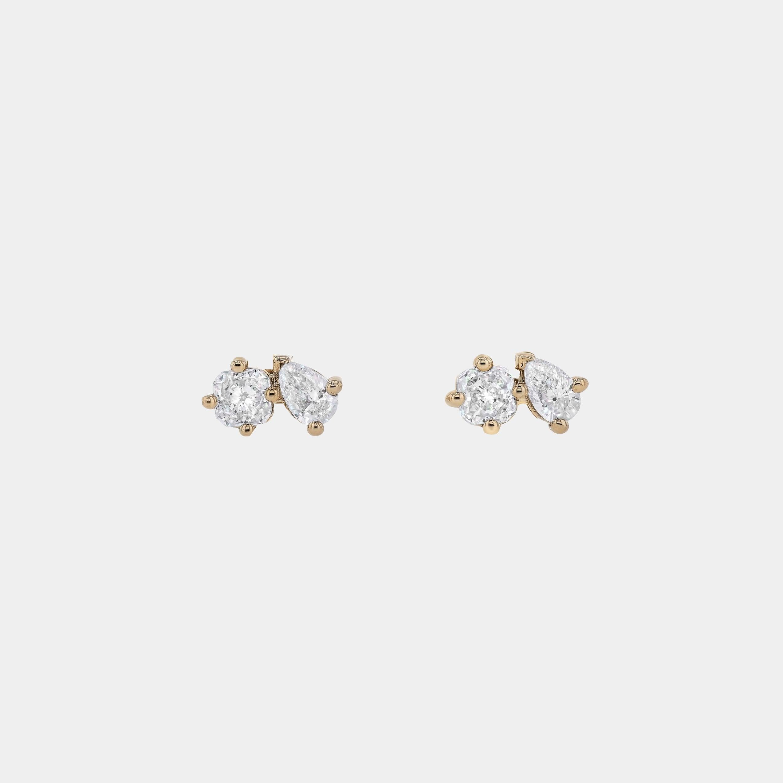 Earrings-Angelica Diamond Earrings combine pear and radiant cuts. Made to order in Australia with 2-4 weeks lead time. Ethically sourced diamonds and gemstones, crafted in recycled and refined gold. Part of the Angelica Collection.-ELIISE MAAR JEWELLERY
