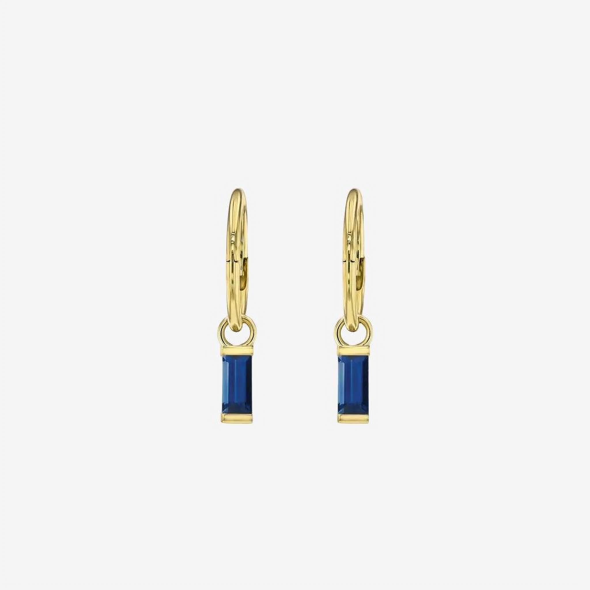 Earrings-Made to order in Australia with ethically sourced sapphires and recycled gold. Lead time 2-4 weeks. Classic baguette sapphire sleeper earrings.-ELIISE MAAR JEWELLERY