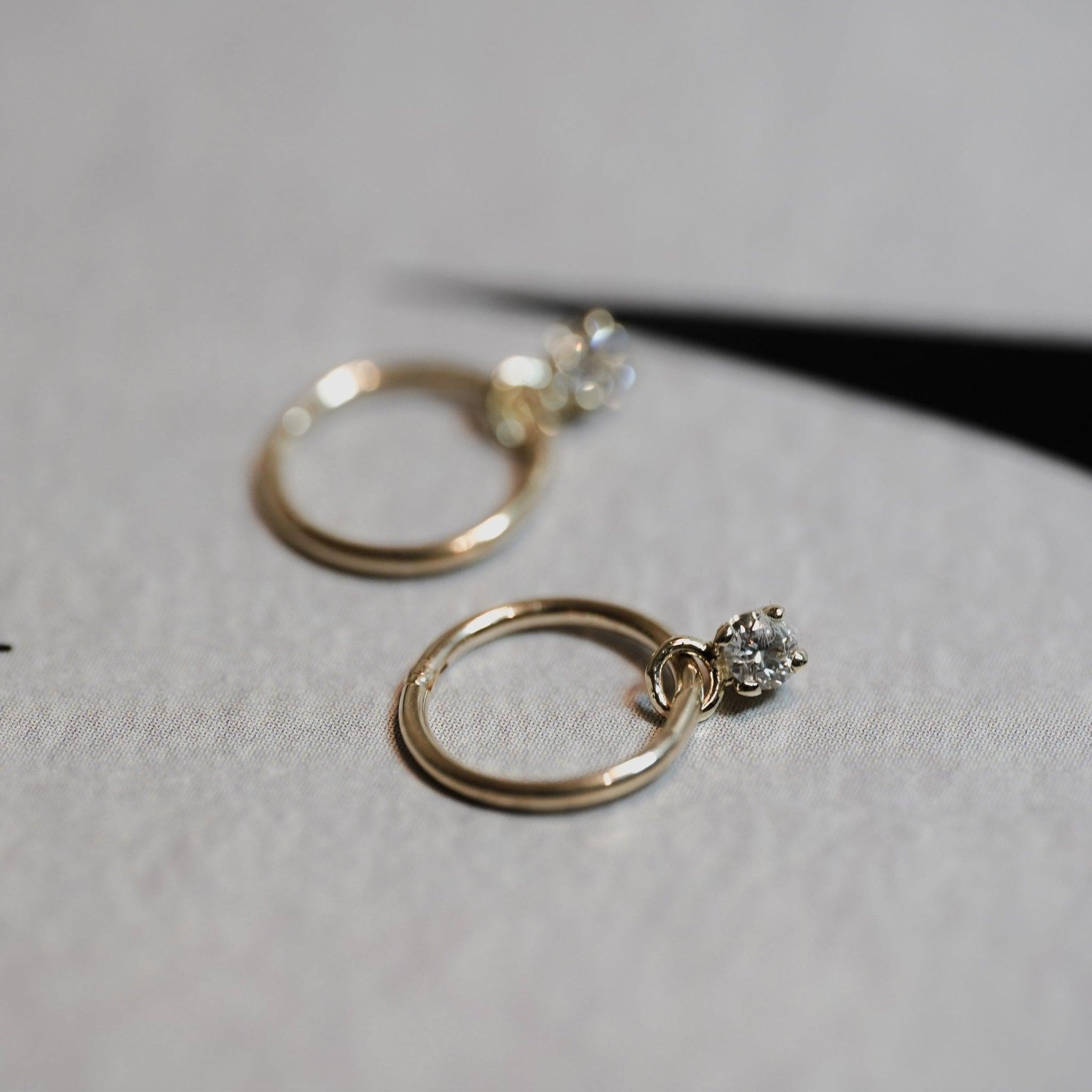 Earrings-Diamond Sleeper Earrings. Made to order with a 2-4 week lead time. Crafted in Australia for comfort and simplicity. Perfect for day and night wear. Pair with a single diamond necklace.-ELIISE MAAR JEWELLERY