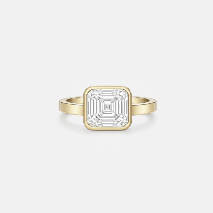 Rings-The Eda Asscher Diamond Solitaire presents an understated yet striking design. A refined choice for the discerning wearer who appreciates distinctive craftsmanship and timeless beauty with a modern sensibility.-ELIISE MAAR JEWELLERY