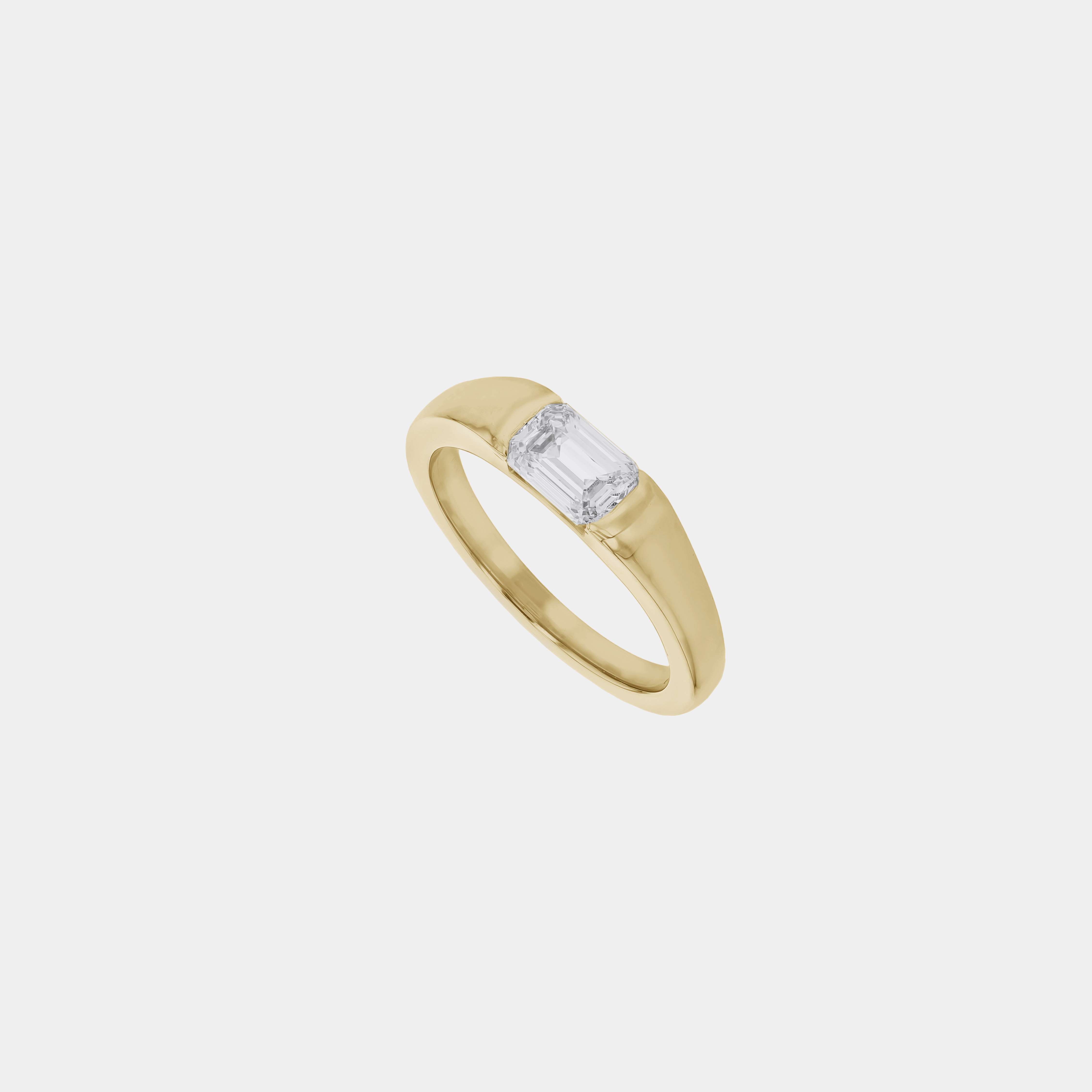 Rings-A modern and elegant signet band. Featuring an east-west half bezel set emerald cut diamond. This ring is the perfect understated engagement ring or striking signet band. Pair with the Petite Nadia Diamond Band for an elevated wedding set.-ELIISE MAAR JEWELLERY