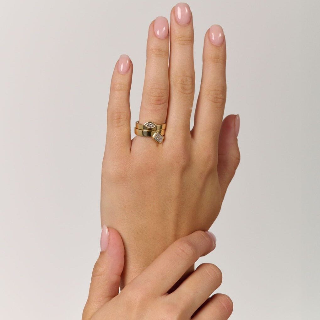 Rings-Part of the Goddess collection, the Iris is inspired by the Greek goddess of wisdom, Athena. Athena is a powerful force, also associated with craft and warfare. Wisdom is similarly associated with the eye in many cultures and religions, such as Hinduism and Buddhism as well as having connotations of feminine energy and creativity from the left Eye of Horus for the ancient Egyptians. The marquise cut diamond symbolises this eye and the wisdom it represents.-ELIISE MAAR JEWELLERY