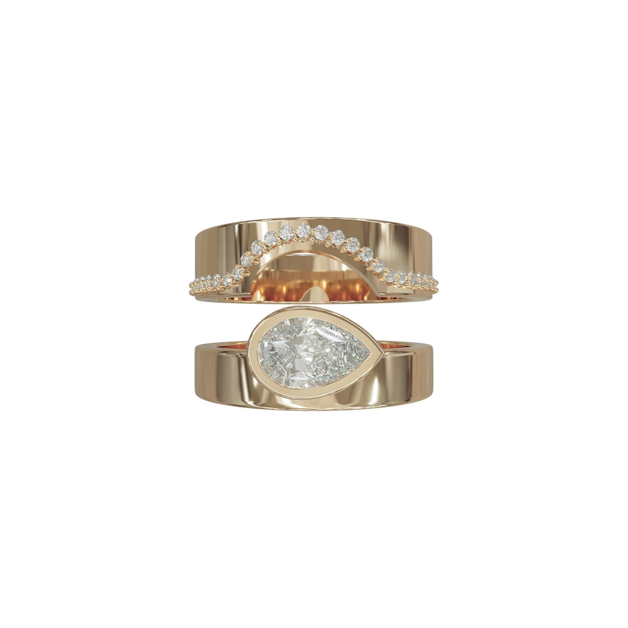 Rings-Kali Ring The Kali Ring draws inspiration from her namesake Hindu goddess of time, change, creation and power. Known as being a defender of innocence Kali is a force to be reckoned with. The striking pear cut stone set in the thick band represents the divine female power that Kali embodies. Kali Diamond Band In the grand tapestry of love, where every thread weaves a story of passion and devotion, the Kali Diamond Band emerges as a luminous testament to the courage that binds two souls. Consisting of 5