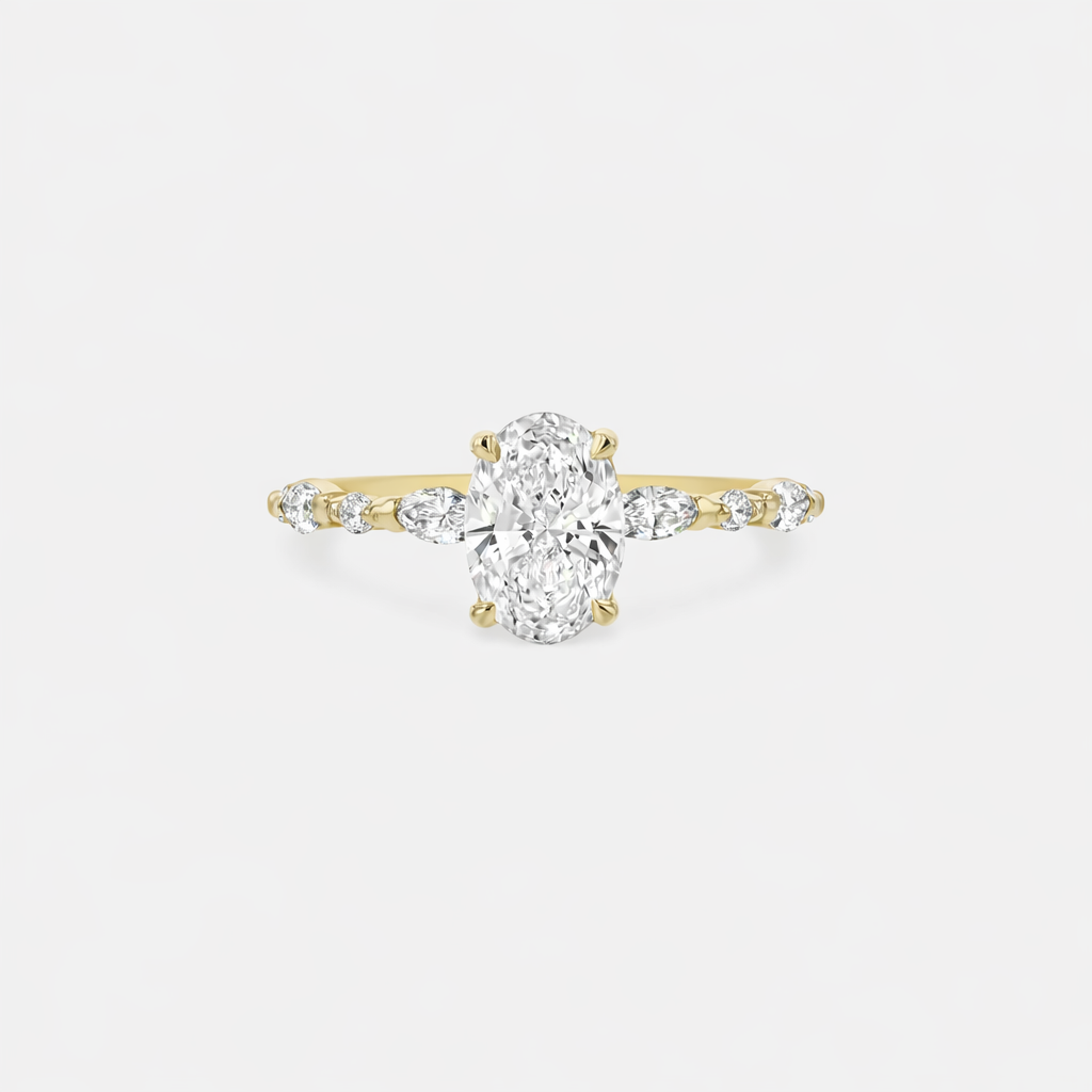 Rings-Our most classic Eliise Maar Design. With striking round brilliant and marquise cut diamonds set into the band in a dazzling wave of brilliance creating a crescendo at the centre stone of your choosing. This ring is feminine and mesmerising.-ELIISE MAAR JEWELLERY