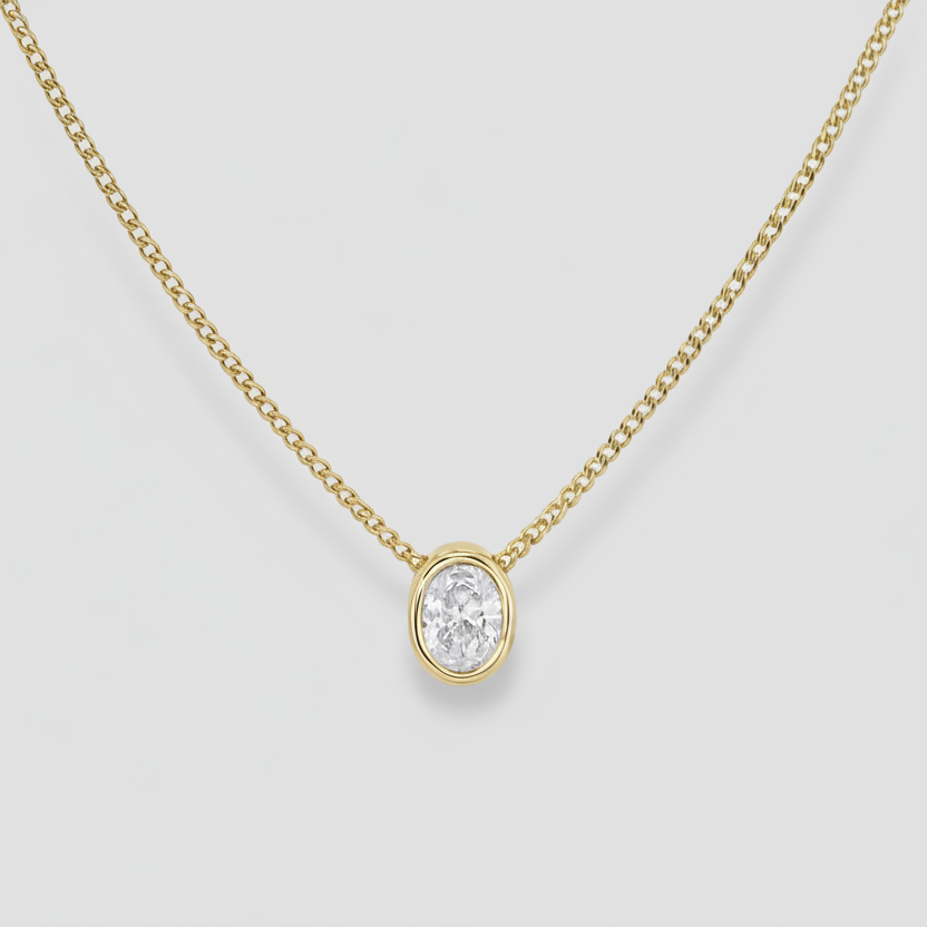 Oval Diamond Bezel Necklace