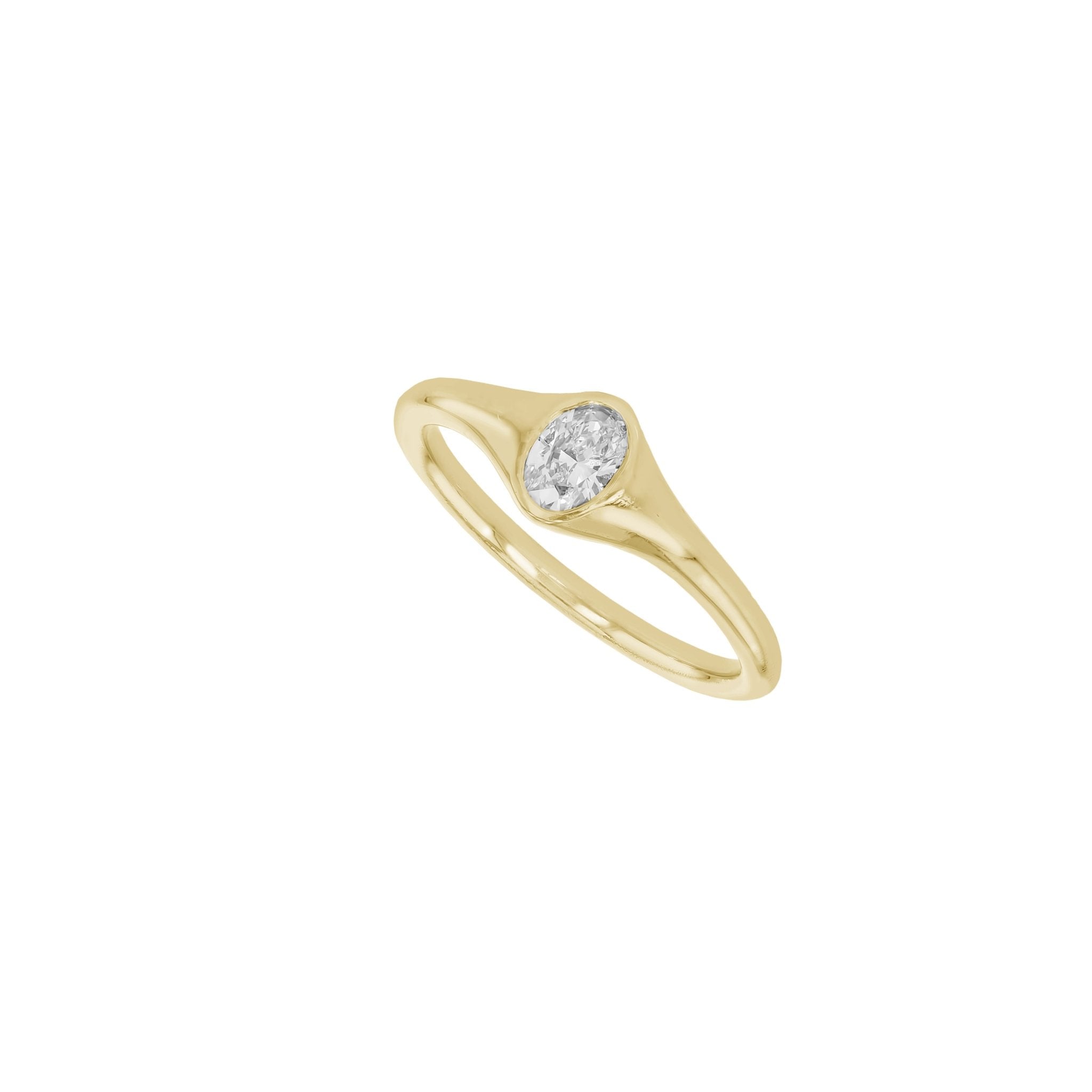 Rings-An exquisitely dainty signet band. Set with an oval diamond, this signet is perfect as a pinky ring or tasteful ring on any finger. Stunning by itself or paired with the Staple Signet Diamond Band for extra elegance. Matching Staple Signet diamond band is available to purchase separately here-ELIISE MAAR JEWELLERY