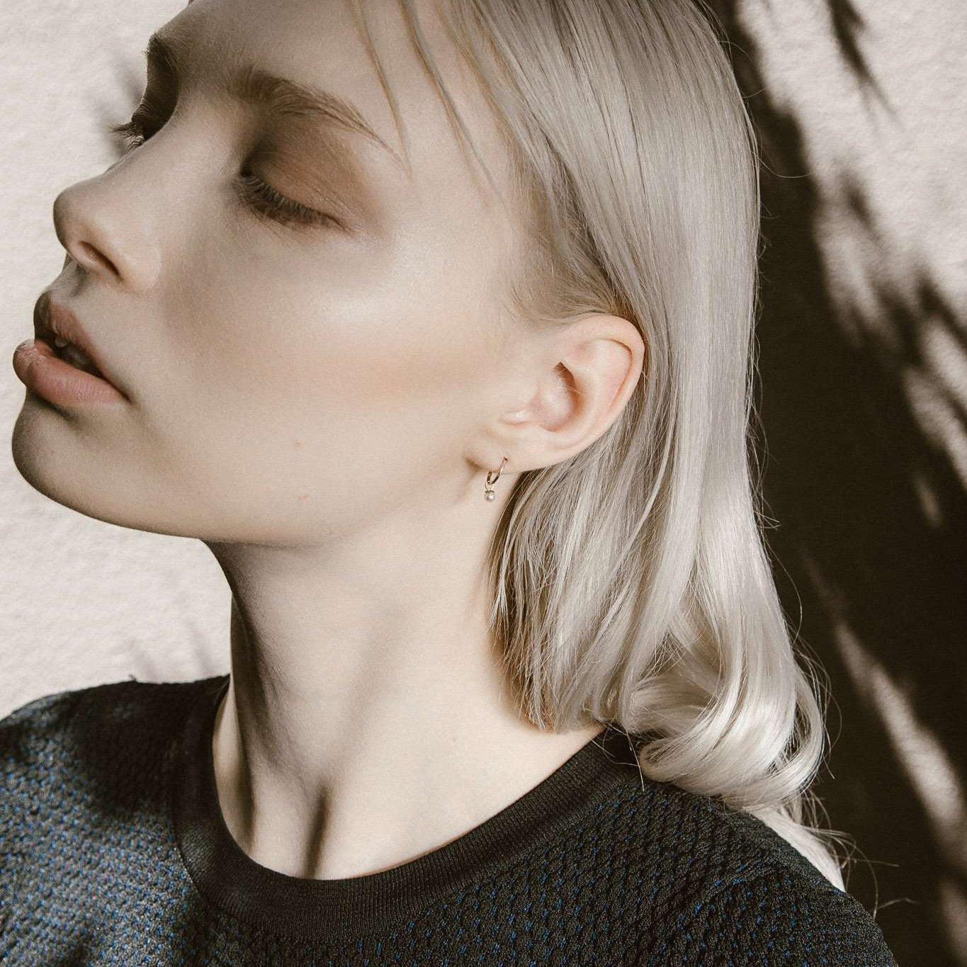 Rings-Pearl Sleeper Earrings, made to order in Australia. Comfortable for day and night wear, including sleep. Lead time 2-4 weeks. Timeless pearl design for any occasion.-ELIISE MAAR JEWELLERY