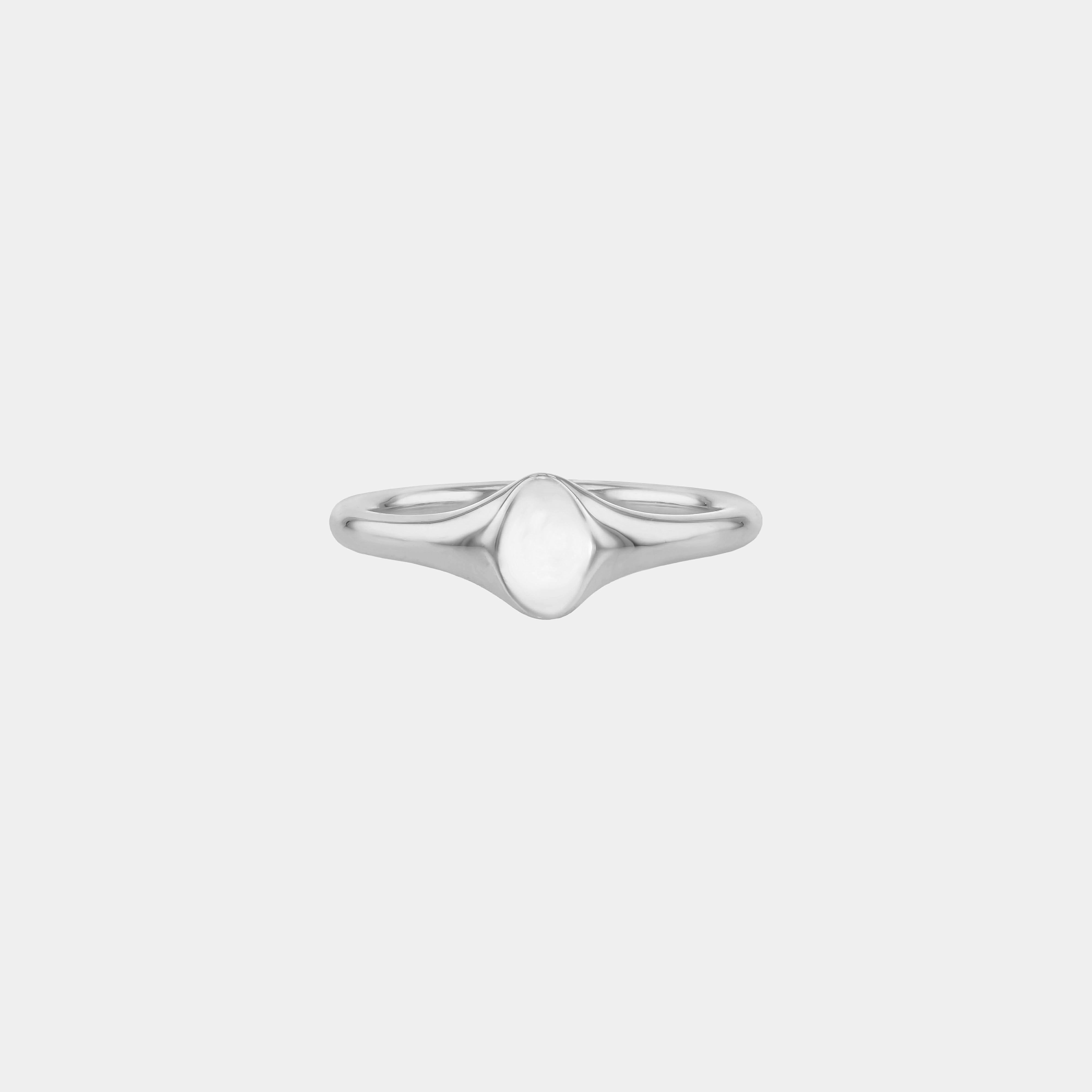 Rings-An exquisitely dainty signet band. This signet is perfect as a pinky ring or delicate band on any finger. Stunning by itself or paired with the shaped signet diamond band for extra radiance. Product Details - Curved diamond band is available to purchase separately here - Band is 2mm thick and wide - Please email for customizations if you would like to add any gemstones-ELIISE MAAR JEWELLERY