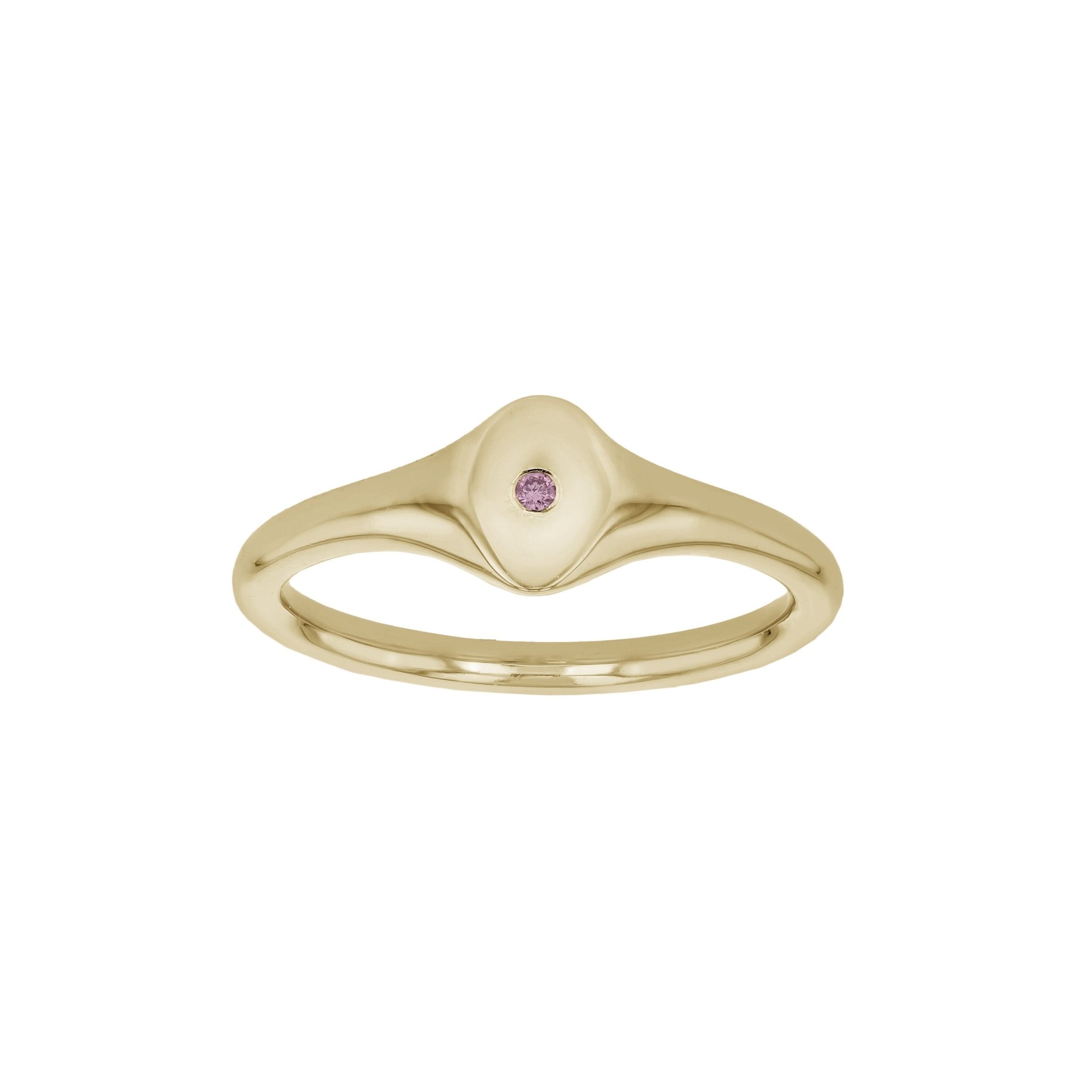 Rings-An exquisitely dainty signet band. Set with a rare pink diamond, this signet is perfect as a pinky ring or delicate band on any finger. Stunning by itself or paired with the staple signet diamond band for extra radiance.-ELIISE MAAR JEWELLERY