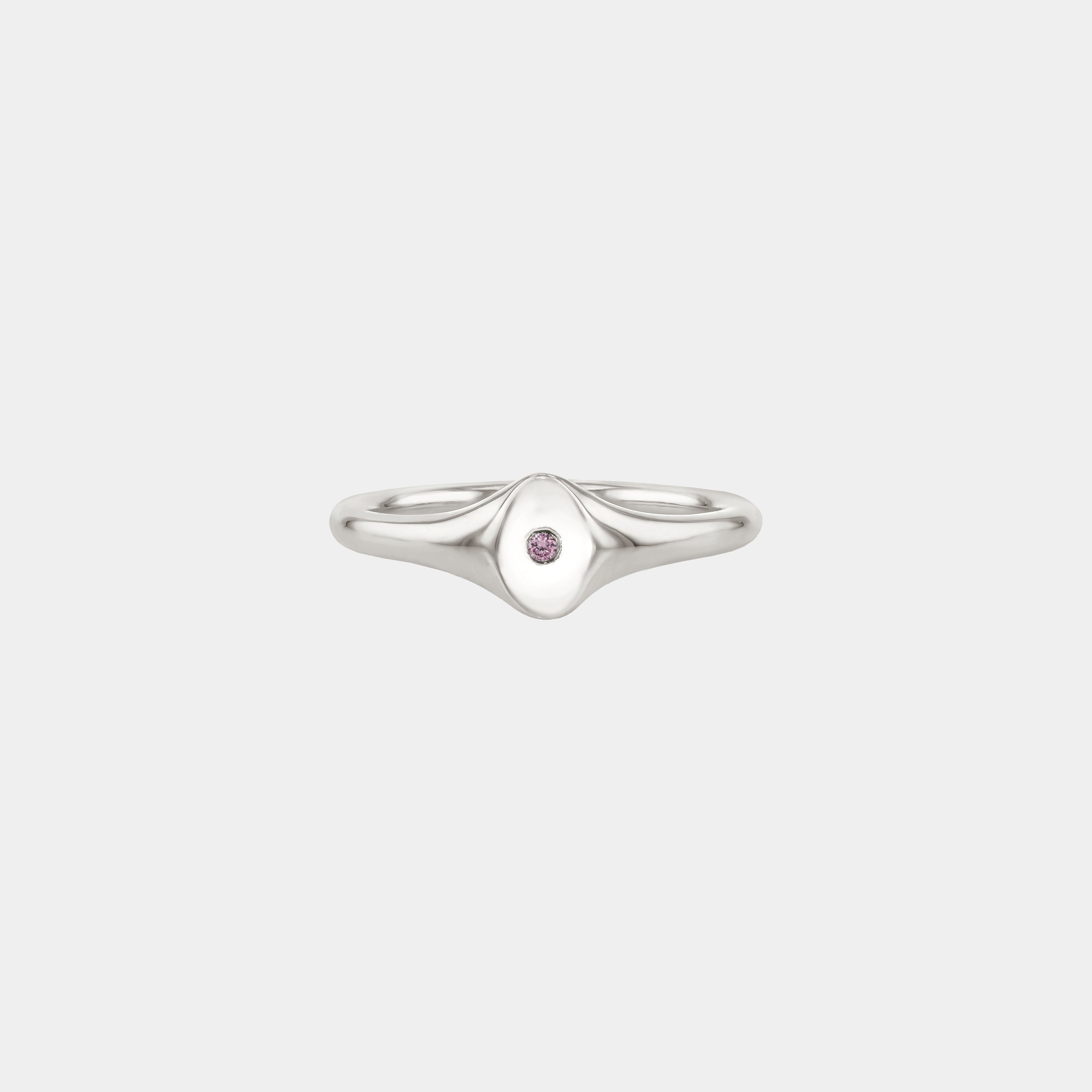 Rings-An exquisitely dainty signet band. Set with a rare pink diamond, this signet is perfect as a pinky ring or delicate band on any finger. Stunning by itself or paired with the staple signet diamond band for extra radiance.-ELIISE MAAR JEWELLERY