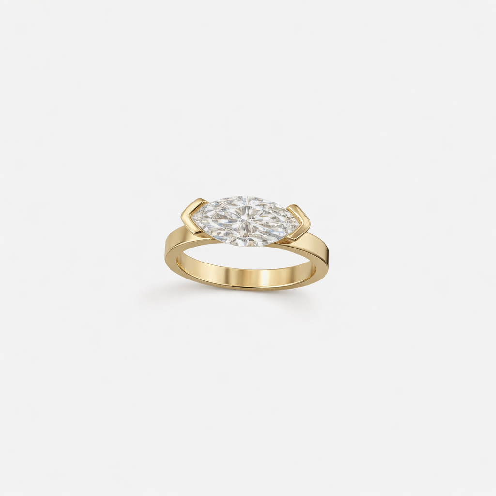 Rings-The Seraphina East West Marquise Diamond Solitaire presents an understated yet striking design. A refined choice for the discerning wearer who appreciates distinctive craftsmanship and timeless beauty with a modern sensibility.-ELIISE MAAR JEWELLERY