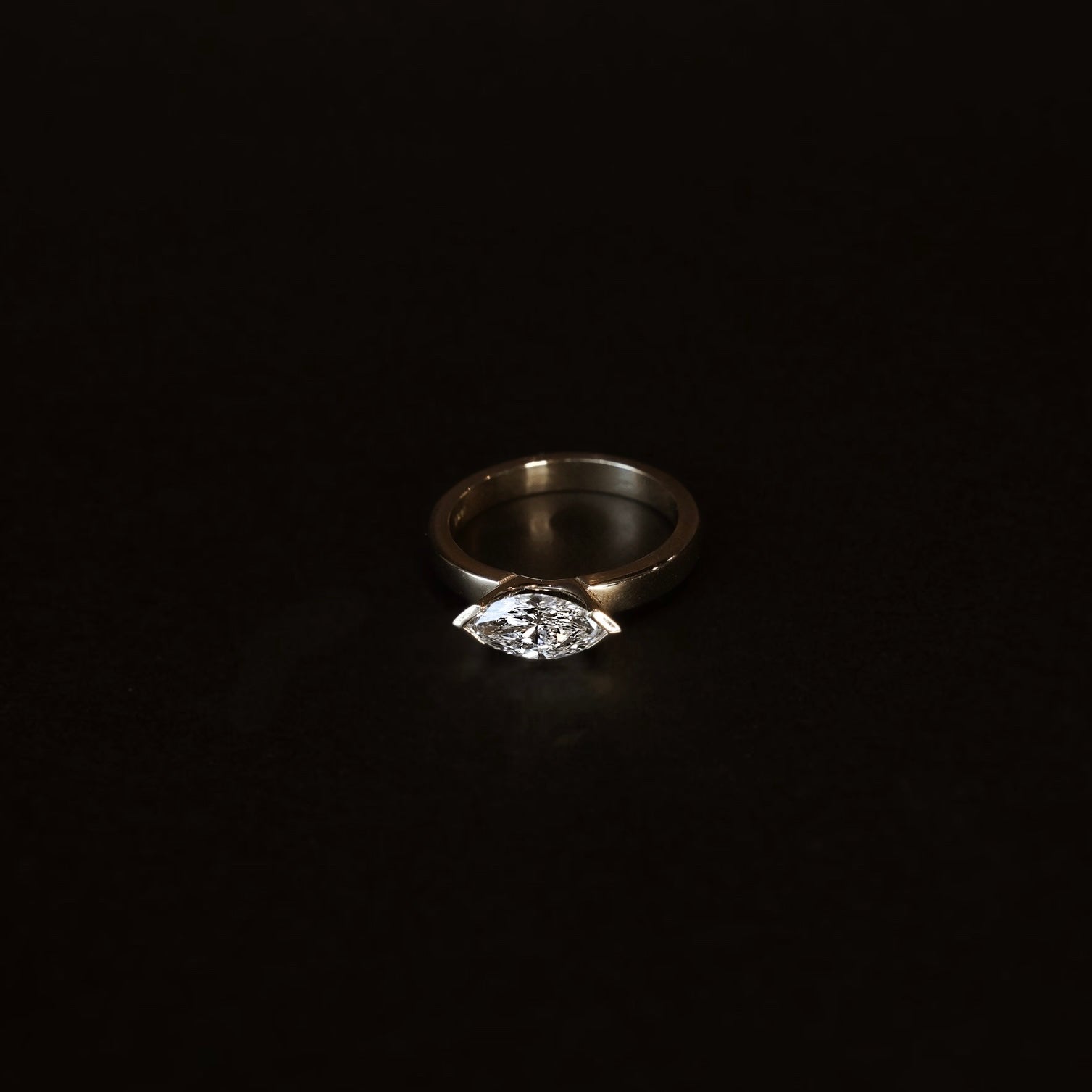 Rings-The Seraphina East West Marquise Diamond Solitaire presents an understated yet striking design. A refined choice for the discerning wearer who appreciates distinctive craftsmanship and timeless beauty with a modern sensibility.-ELIISE MAAR JEWELLERY