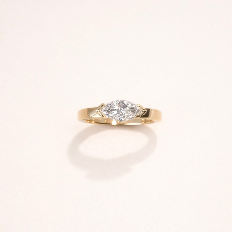 Rings-The Seraphina East West Marquise Diamond Solitaire presents an understated yet striking design. A refined choice for the discerning wearer who appreciates distinctive craftsmanship and timeless beauty with a modern sensibility.-ELIISE MAAR JEWELLERY