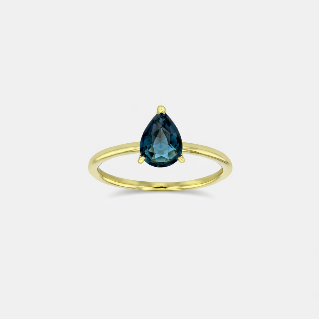 Rings-Feminine, nostalgic nod to the beauty, timelessness and grace of what it means to be woman. Made complete with the pink translucence of natural Morganite stone. Destined to be your forever obsession. An absolute treat for the minimalism lovers. Product Details - Featuring an 8x6mm pear-cut natural Australian sapphire- Ring is 1.80mm wide and 1.80mm thick-ELIISE MAAR JEWELLERY