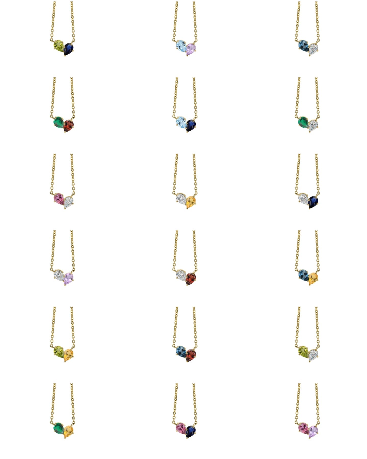 Bracelets-This enchanting heart shaped birthstone necklace looks like a spark of celestial beauty. Two individual, sparkling pear-shaped stones, customizable to each of your beloved's birth months. Luxe Necklace - Features 6x4 Pear Cut Gemstones (total carat weigh 1.00ct) JANUARY Garnet FEBRUARY Amethyst MARCH Aquamarine APRIL Diamond MAY Emerald JUNE Pearl JULY Ruby AUGUST Peridot SEPTEMBER Sapphire OCTOBER Tourmaline NOVEMBER Citrine DECEMBER Blue Topaz Whether worn as a reminder of someone special in you
