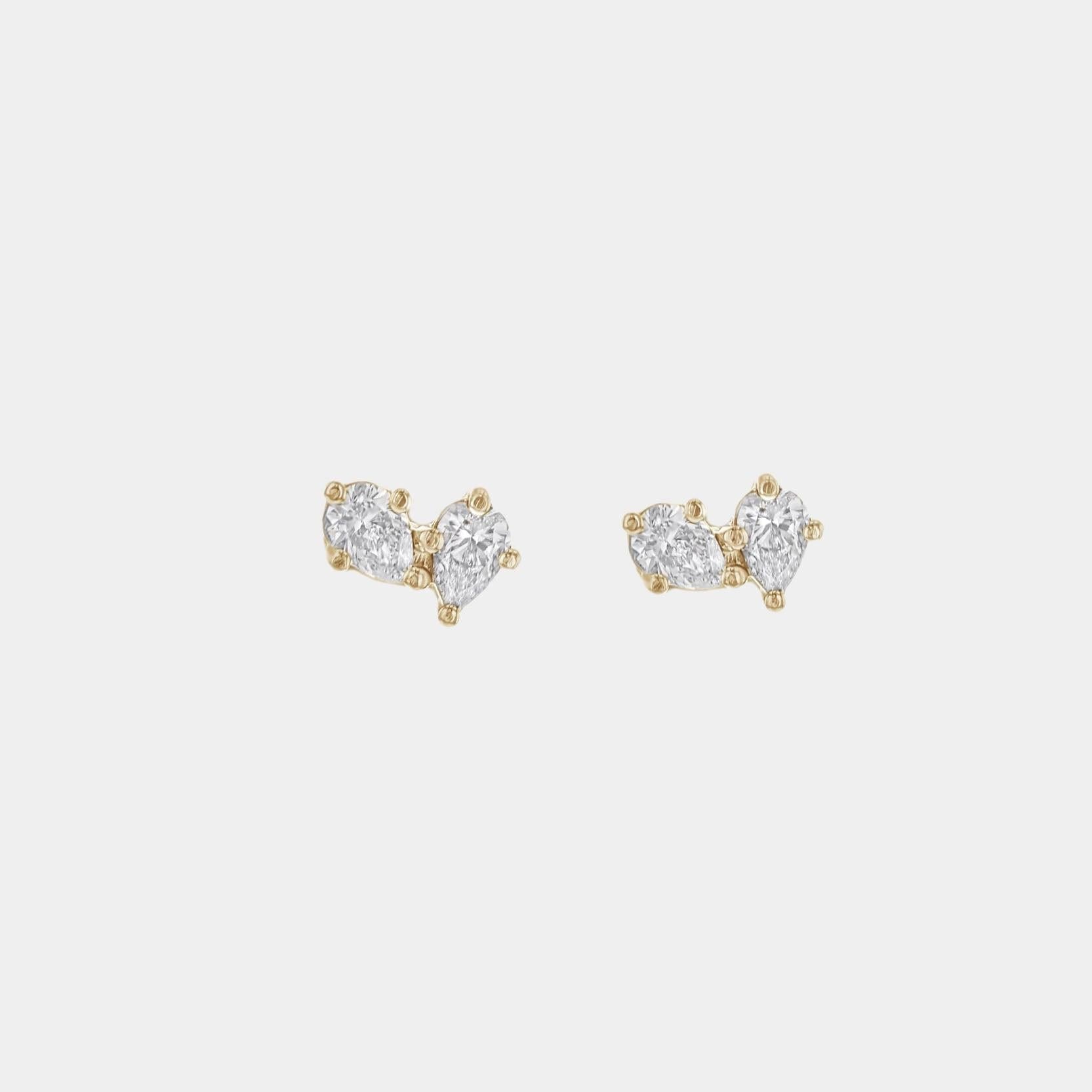 Earrings-The Other Half Earrings feature natural pear cut diamonds with secure screw back fastening. Made to order in Australia with a 2-4 week lead time. Ethically sourced diamonds and gemstones, using recycled and refined gold. Part of the Other Half Collection. Contact info@eliisemaar.com for details.-ELIISE MAAR JEWELLERY