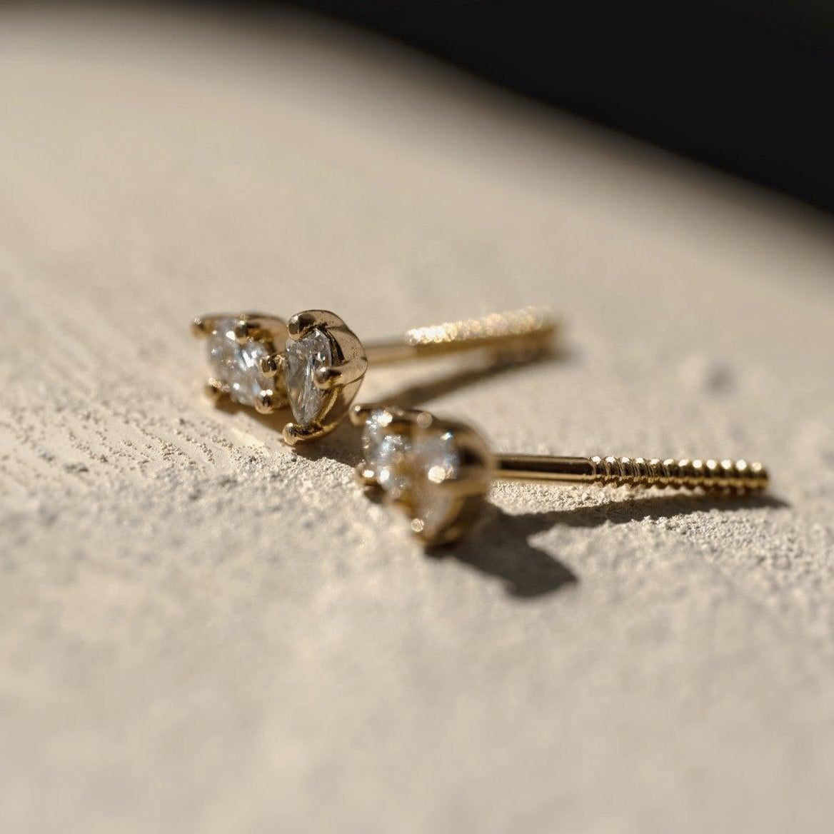 Earrings-The Other Half Earrings feature natural pear cut diamonds with secure screw back fastening. Made to order in Australia with a 2-4 week lead time. Ethically sourced diamonds and gemstones, using recycled and refined gold. Part of the Other Half Collection. Contact info@eliisemaar.com for details.-ELIISE MAAR JEWELLERY
