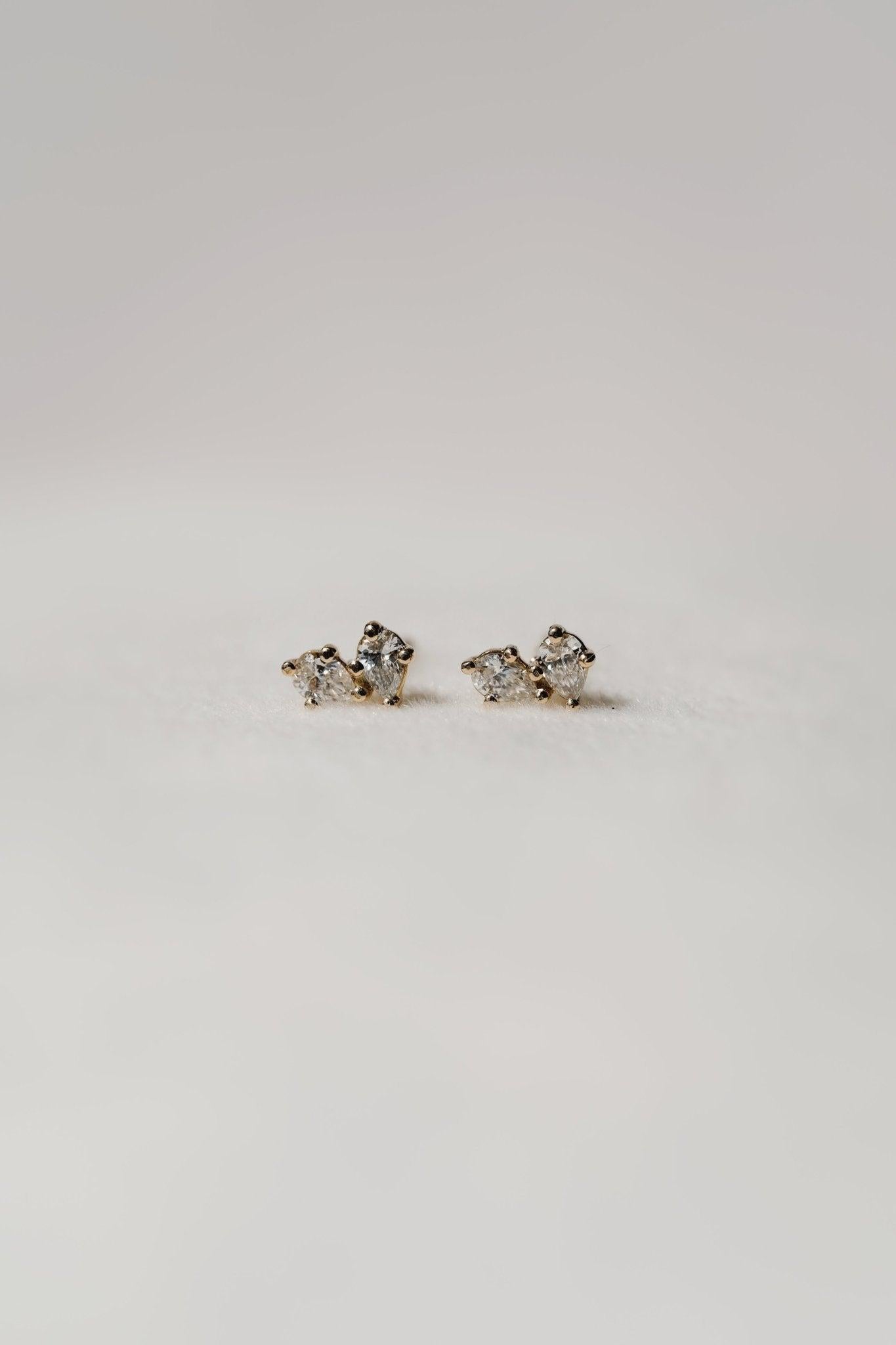 Earrings-The Other Half Earrings feature natural pear cut diamonds with secure screw back fastening. Made to order in Australia with a 2-4 week lead time. Ethically sourced diamonds and gemstones, using recycled and refined gold. Part of the Other Half Collection. Contact info@eliisemaar.com for details.-ELIISE MAAR JEWELLERY