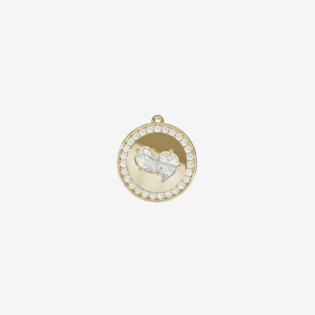 Necklaces-This enchanting heart shaped birthstone necklace looks like a spark of celestial beauty. Two individual, sparkling pear-shaped stones, customizable to each of your beloved's birth months. Other Half Birthstone Medallion- Features 6x4 Pear Cut Gemstones (total carat weigh 1.00ct) and approximately 0.35ct of natural white F/SI1 round diamonds. JANUARY Garnet FEBRUARY Amethyst MARCH Aquamarine APRIL Diamond MAY Emerald JUNE Pearl JULY Ruby AUGUST Peridot SEPTEMBER Sapphire OCTOBER Tourmaline NOVEMBER