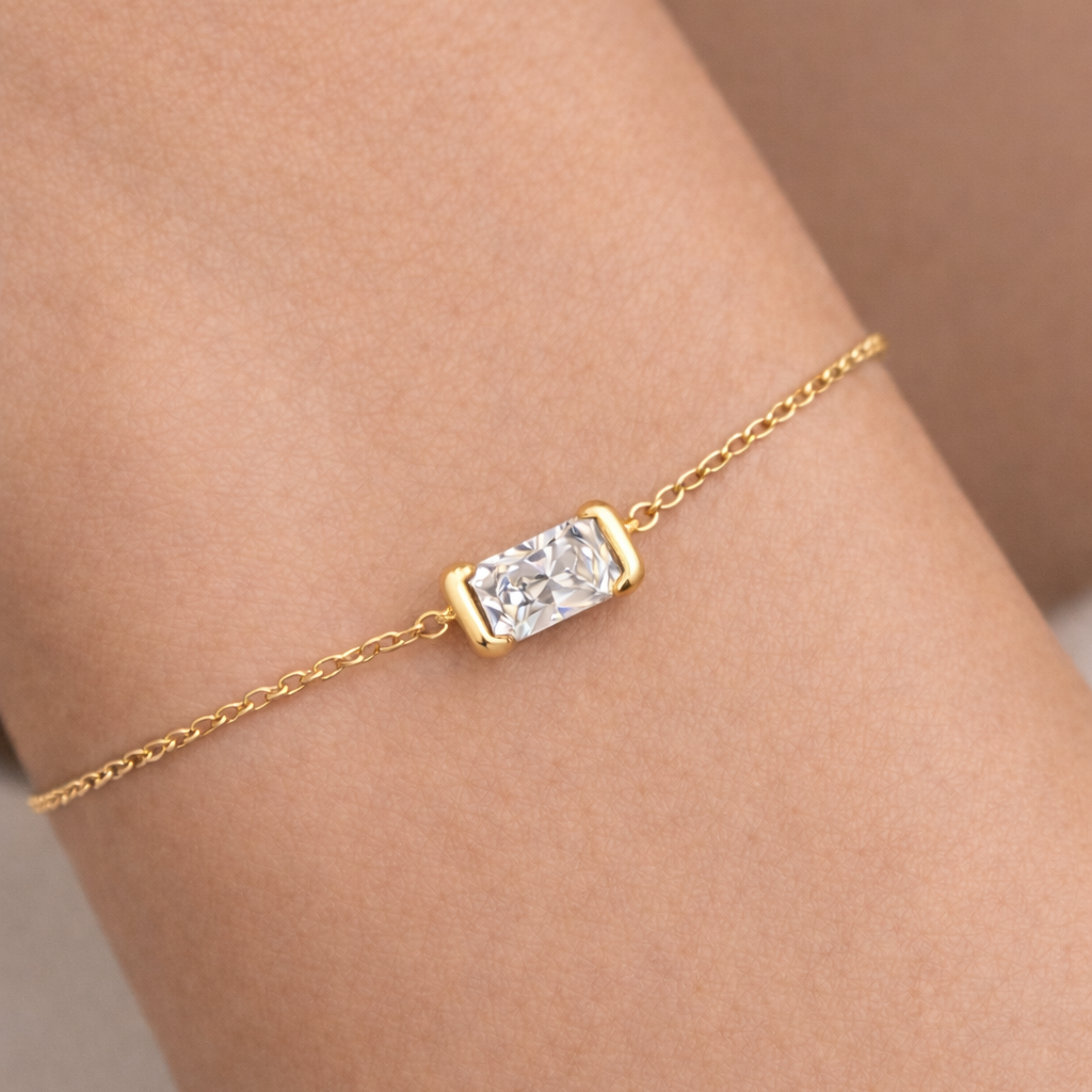 Bracelets-Vivian Solitaire Diamond Bracelet. Oval diamond centerpiece on a sleek bracelet. Elegant and timeless design.-ELIISE MAAR JEWELLERY