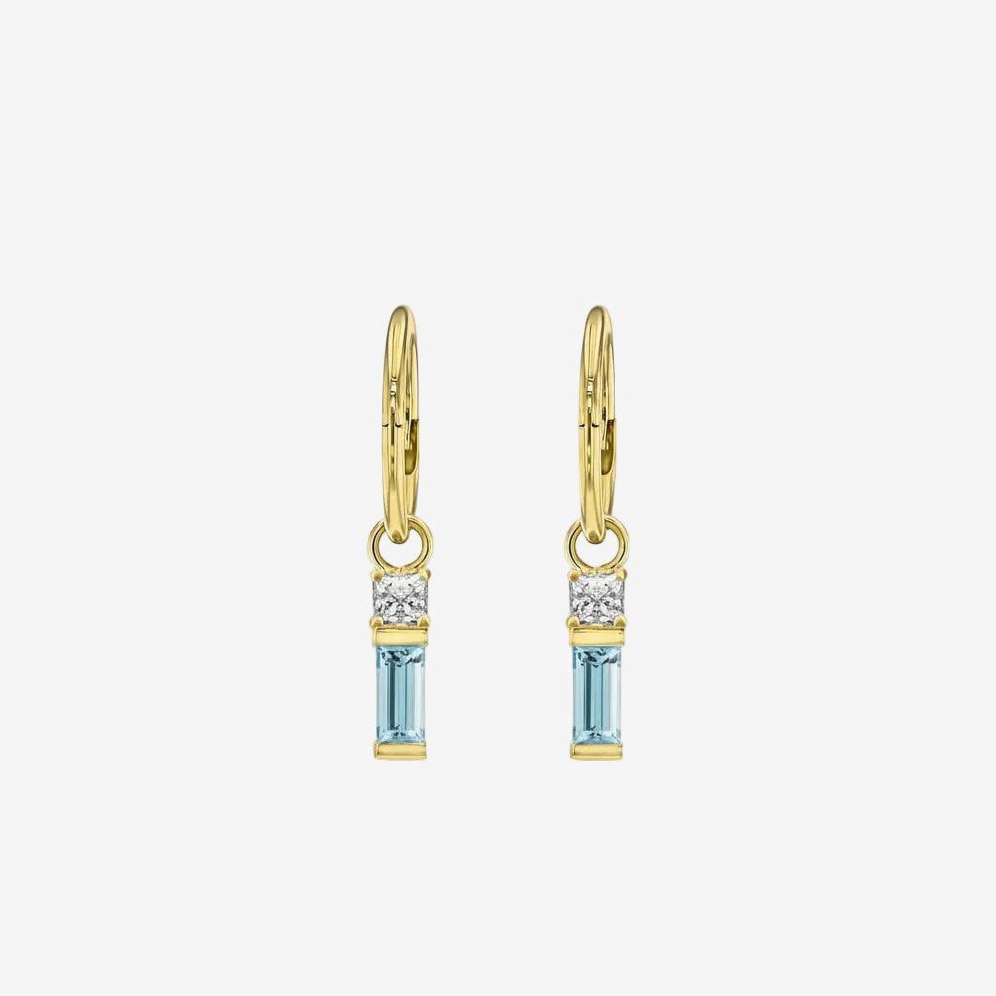 Aquamarine Baguette and Diamond Sleeper Earrings-Eliise Maar Jewellery-Eliise Maar Jewellery