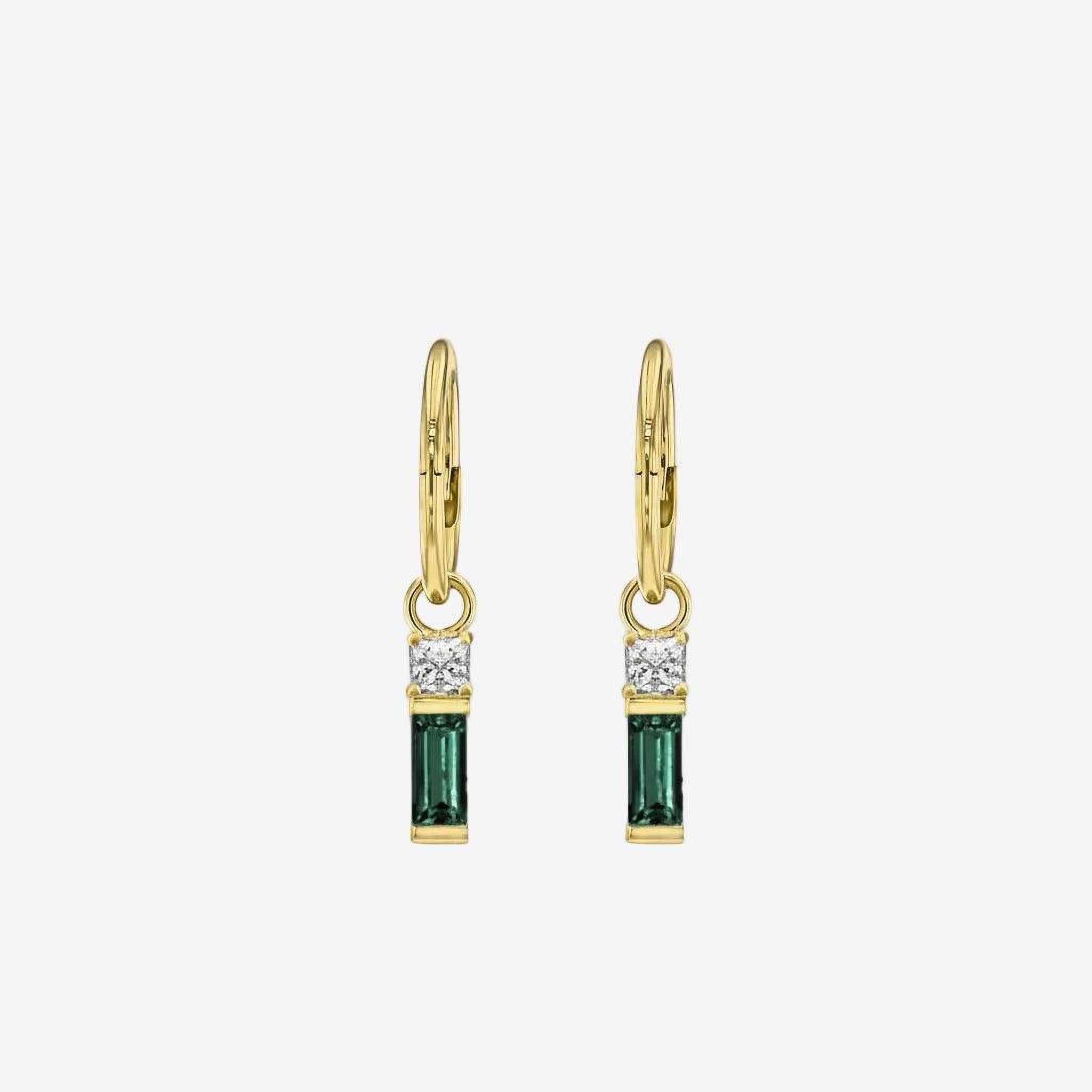 Emerald Baguette and Diamond Sleeper Earrings-Eliise Maar Jewellery-Eliise Maar Jewellery