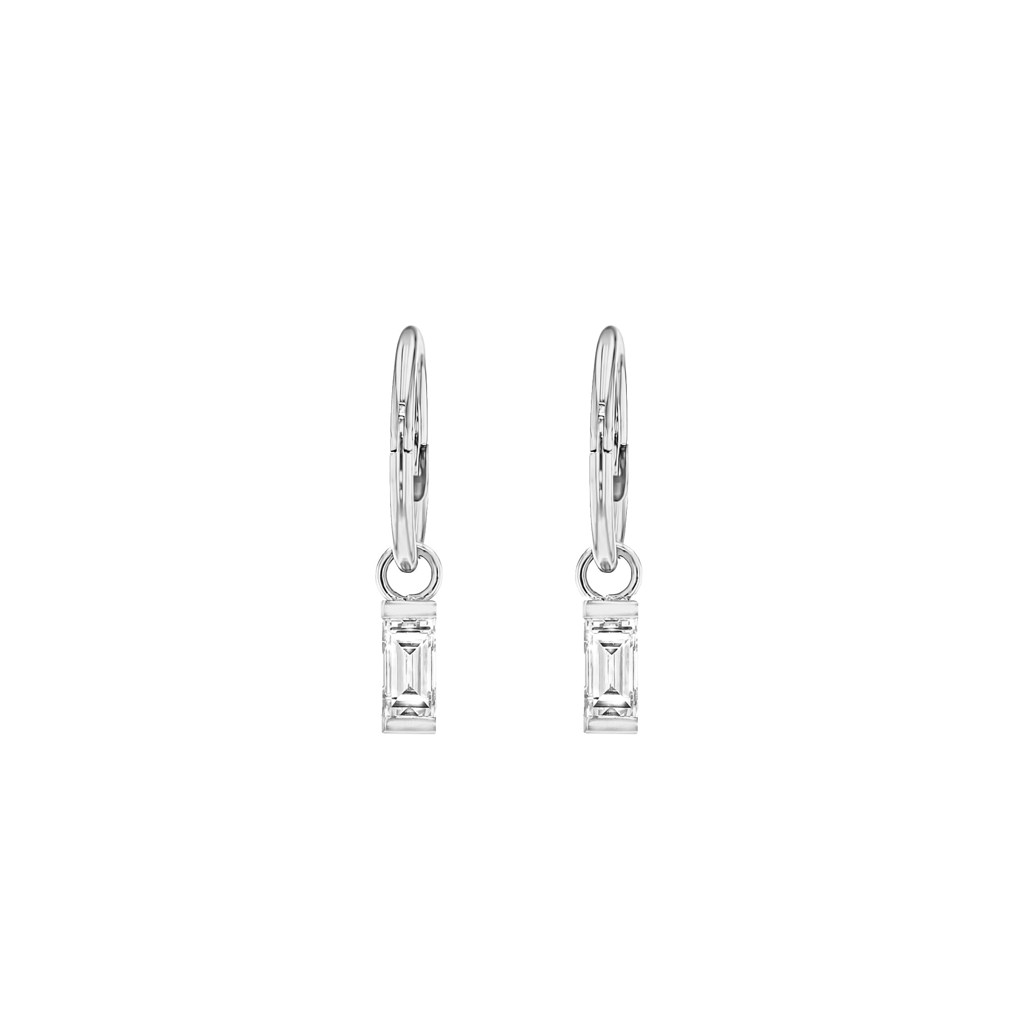 Lab Grown White Gold Baguette Diamond Sleeper Earrings-Earrings-Eliise Maar Jewellery-Eliise Maar Jewellery