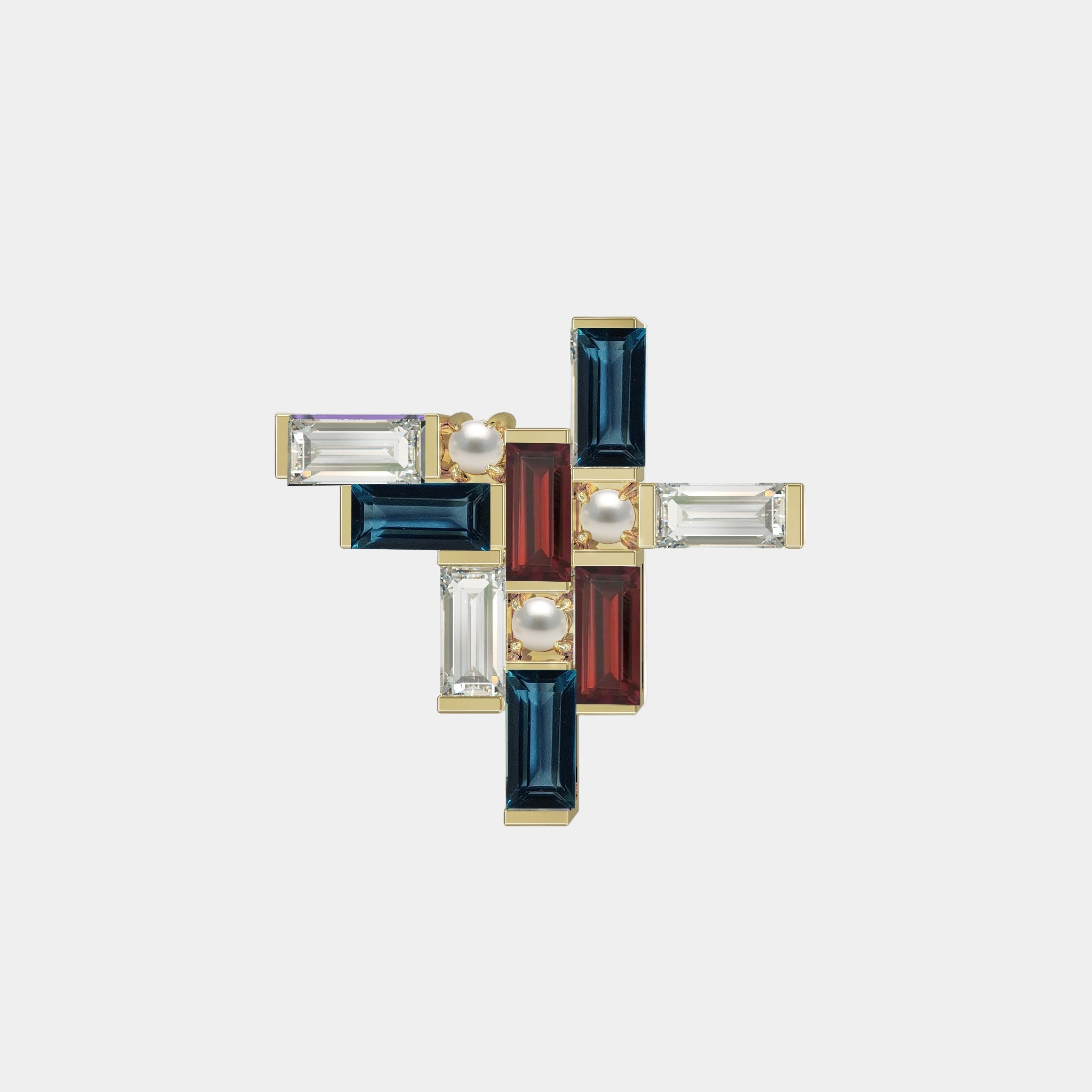 Le Courage Brooch-Eliise Maar Jewellery-London Blue Topaz - Garnet - Cubic Zirconia - Fresh Water Pearl-Sterling Silver-Eliise Maar Jewellery