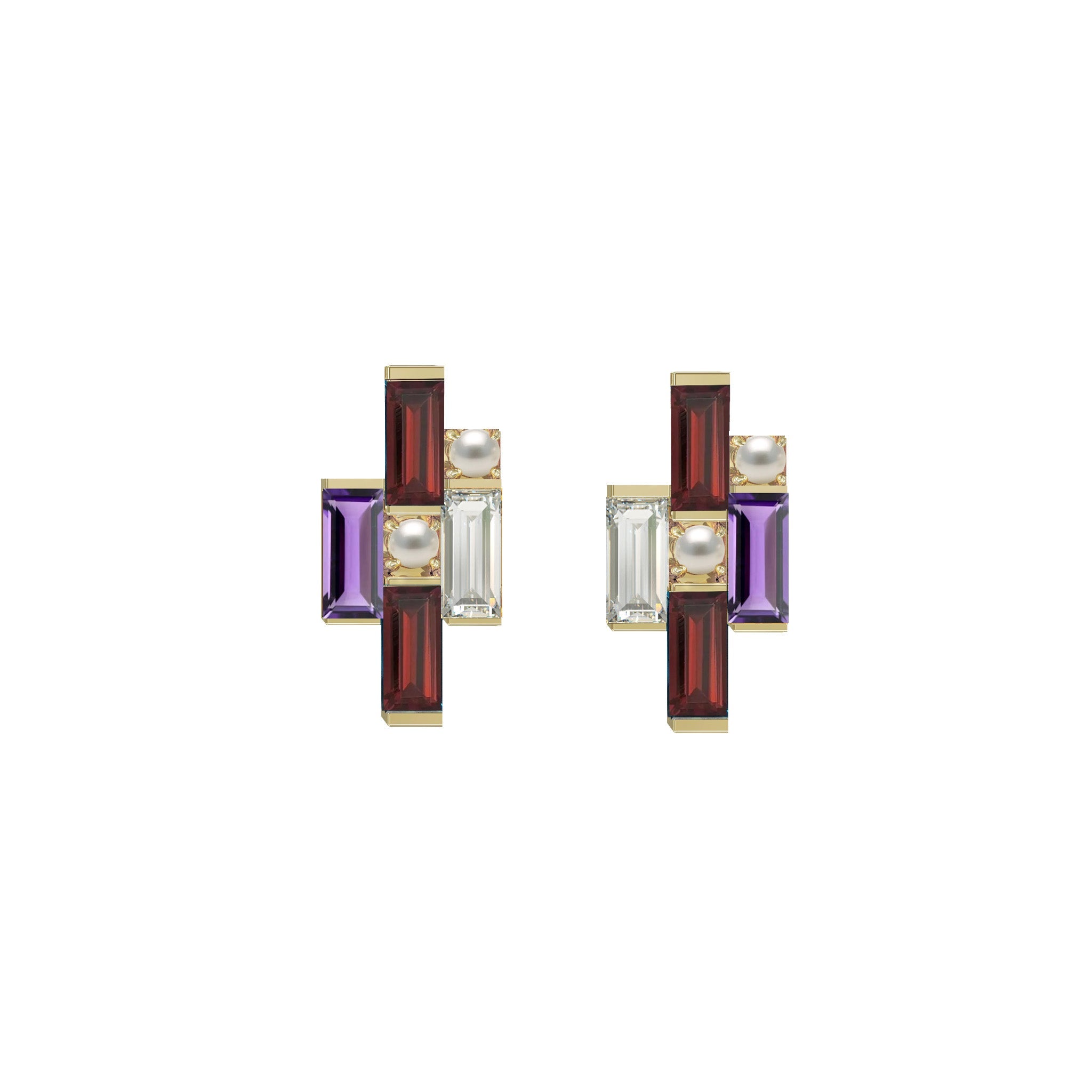 Le Courage Cufflinks-Eliise Maar Jewellery-Amethyst - Garnet - Cubic Zirconia - Fresh Water Pearl-Sterling Silver-Eliise Maar Jewellery