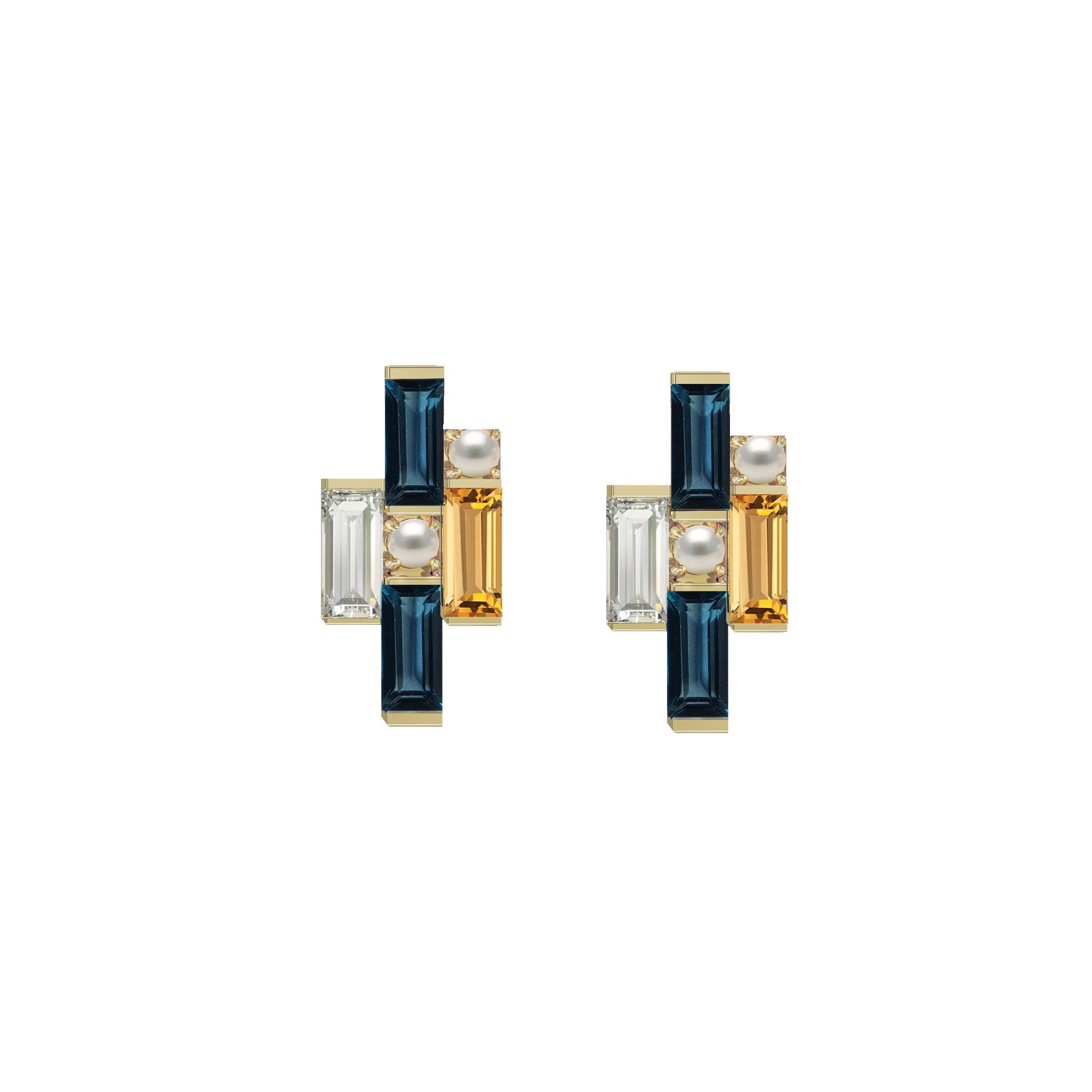 Le Courage Cufflinks-Eliise Maar Jewellery-London Blue Topaz - Citrine - Cubic Zirconia - Fresh Water Pearl-Sterling Silver-Eliise Maar Jewellery