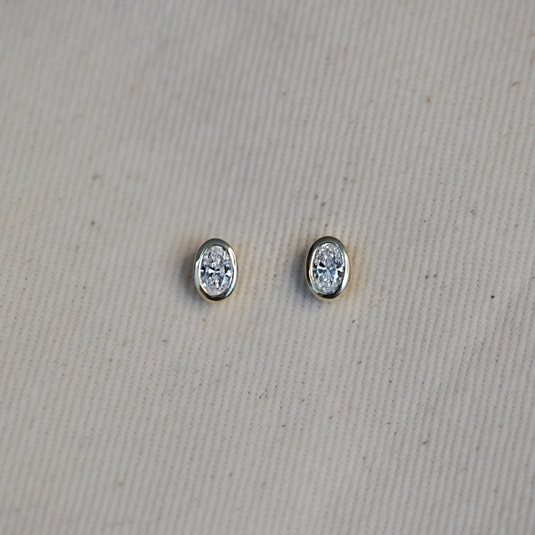 Oval Diamond Bezel Earrings-Earrings-Eliise Maar Fine Jewellery Australia-Eliise Maar Jewellery