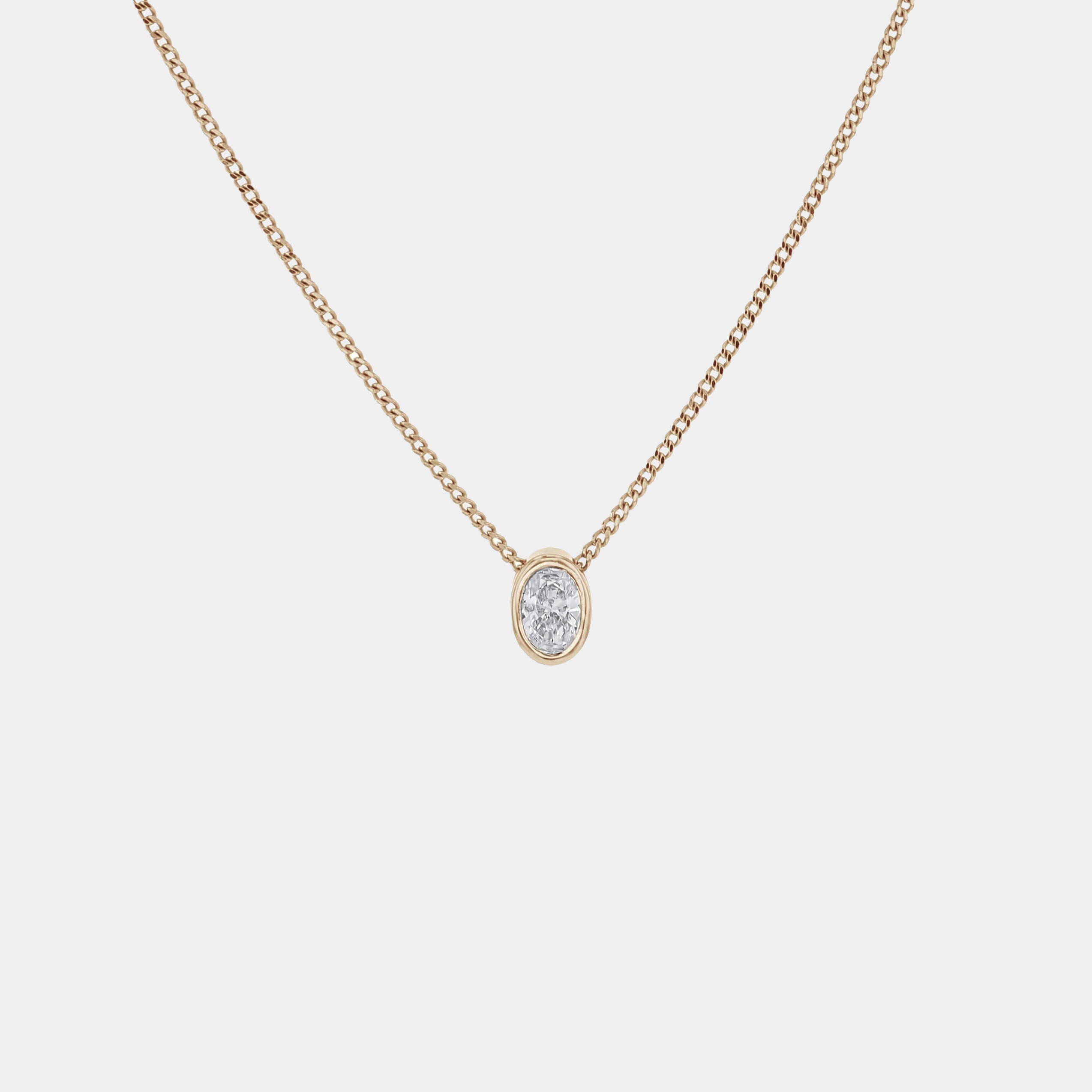 Oval Diamond Bezel Necklace