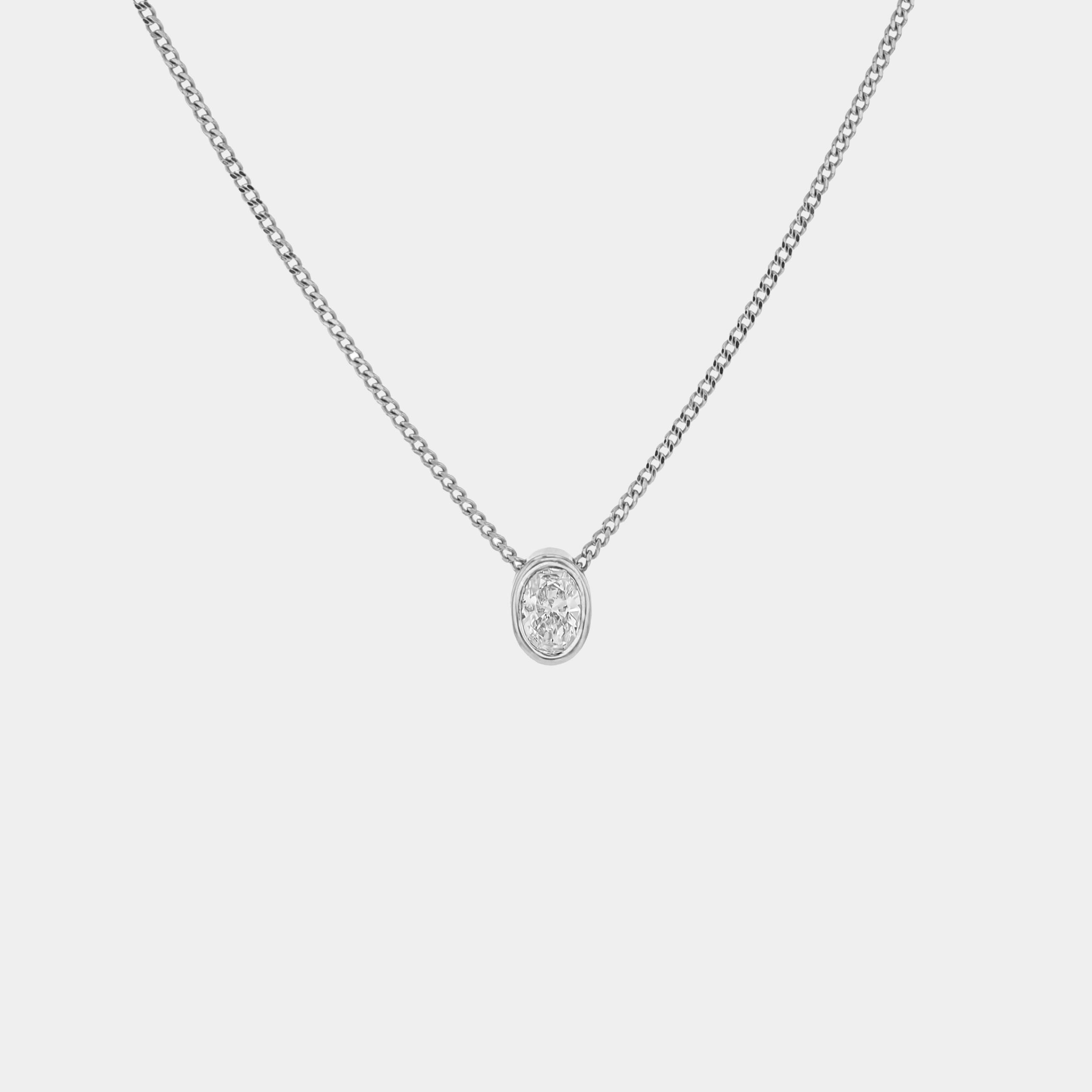 Oval Diamond Bezel Necklace