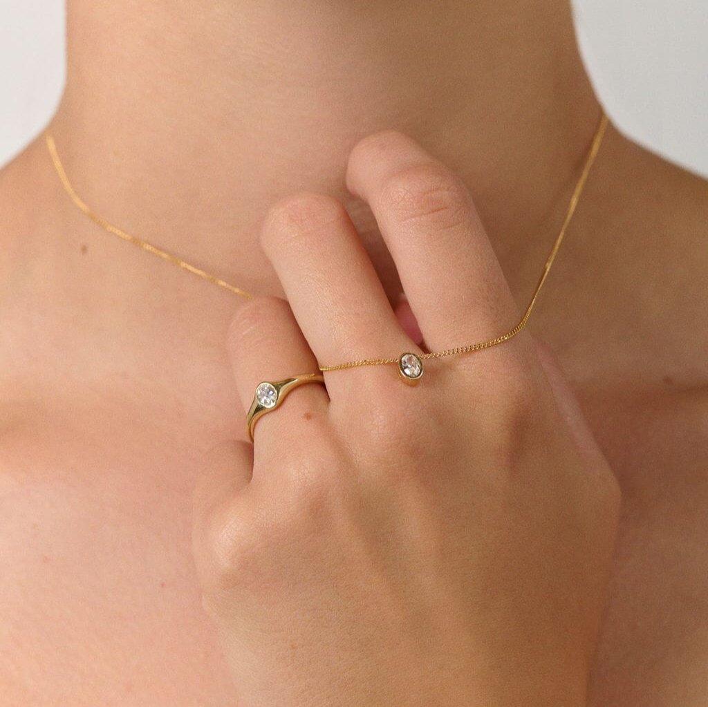 Oval Diamond Bezel Necklace-Necklaces-Eliise Maar Fine Jewellery Australia-Eliise Maar Jewellery