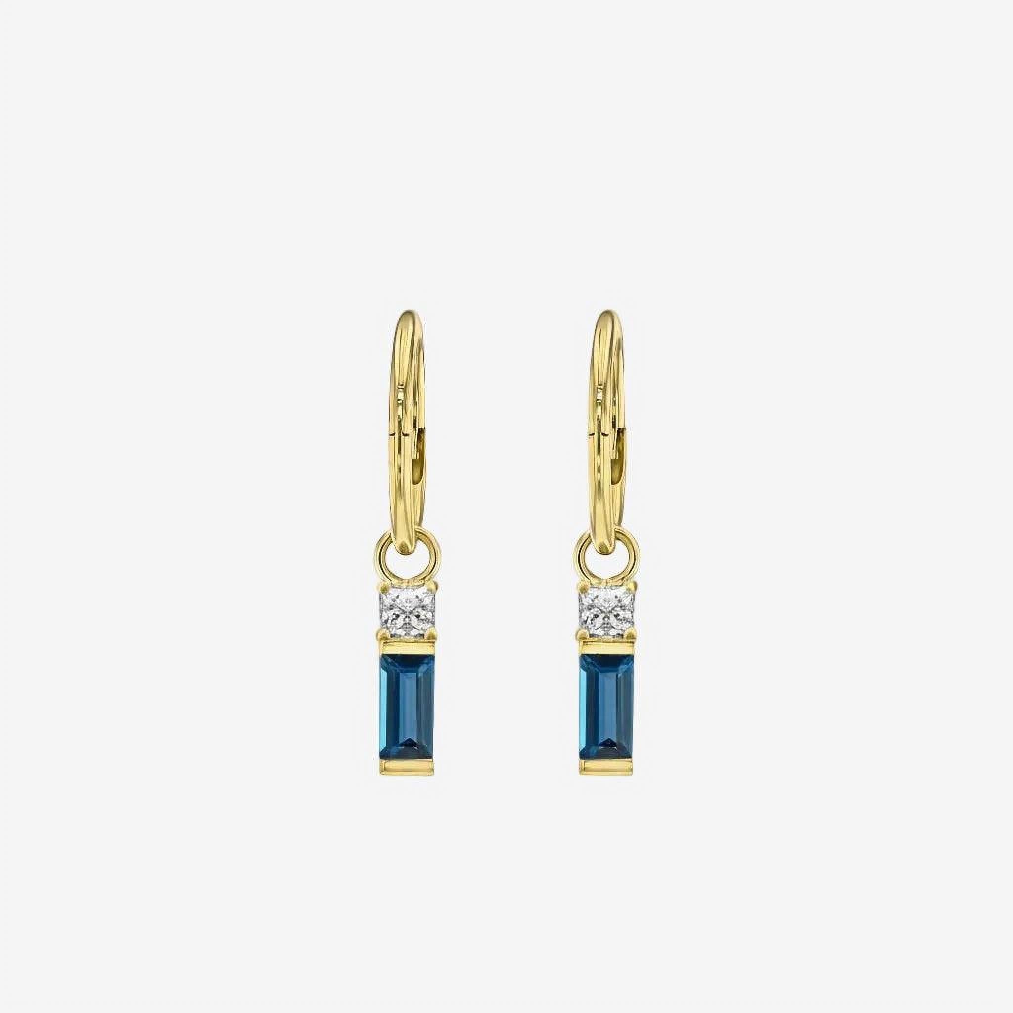 Topaz Baguette and Diamond Sleeper Earrings-Eliise Maar Jewellery-Eliise Maar Jewellery