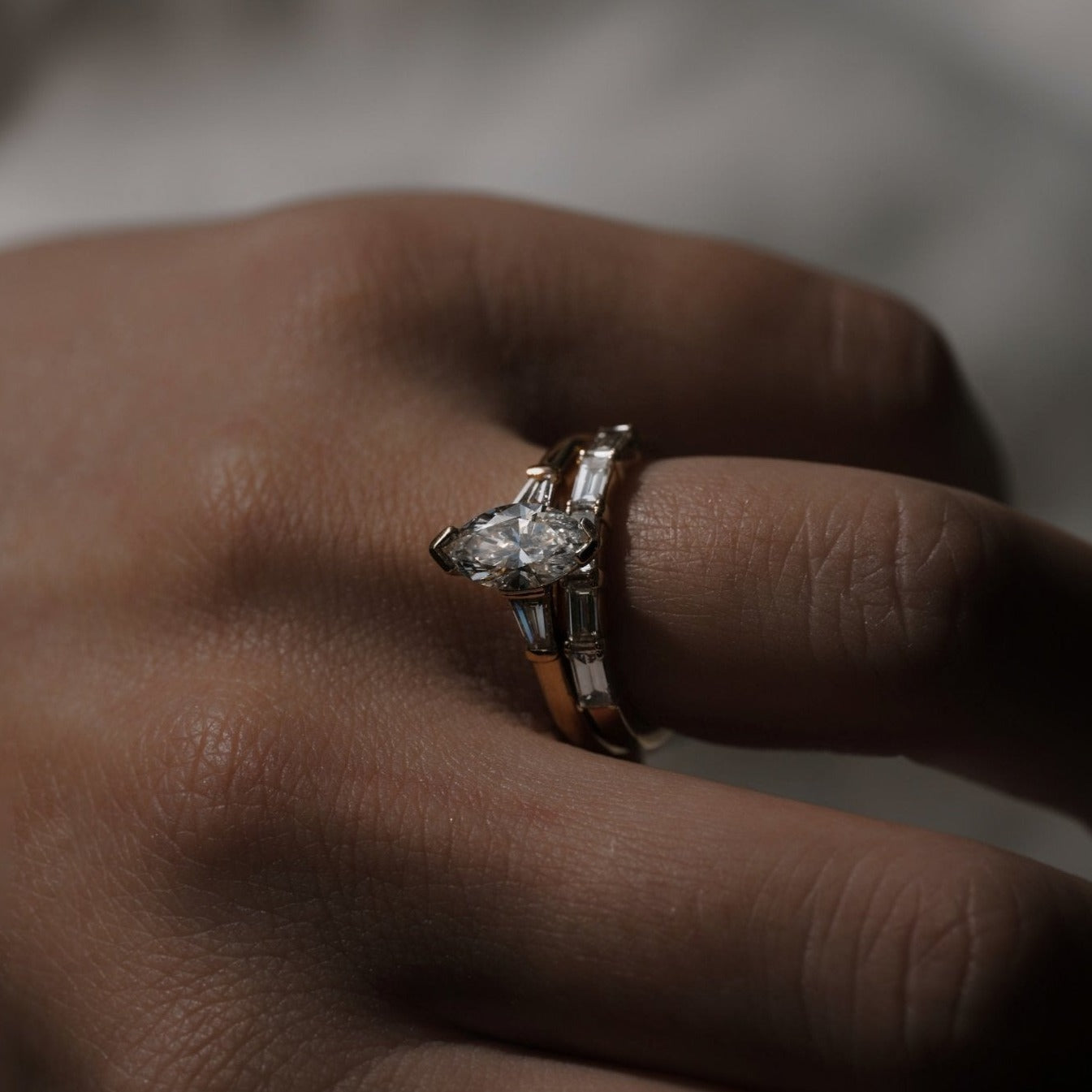 Rings-Your perfect art-deco dream. The striking beauty of the marquise diamond is the focus of this stunning engagement ring. The trilogy arrangement with the tapered baguettes on either side of the centre stone creates a crescendo of sparkling beauty. - VIDEO 1- VIDEO 2-ELIISE MAAR JEWELLERY