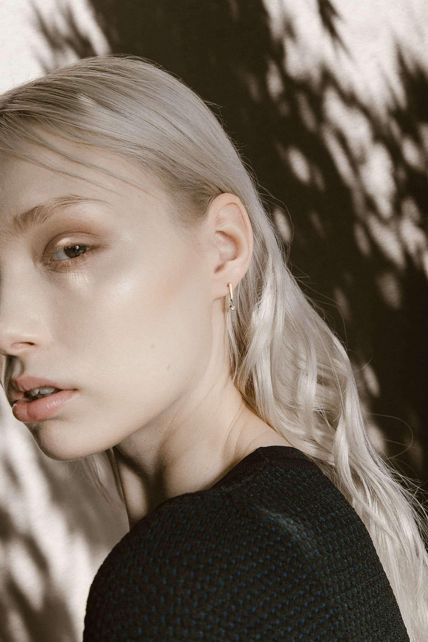 Earrings-Handmade Diamond Gold Bar Earrings for the modern traditionalist. Understated luxury, feminine and daring. Made to order in Australia with a 2-4 week lead time. Complete the look with the Diamond Gold Bar Drop Necklace.-ELIISE MAAR JEWELLERY