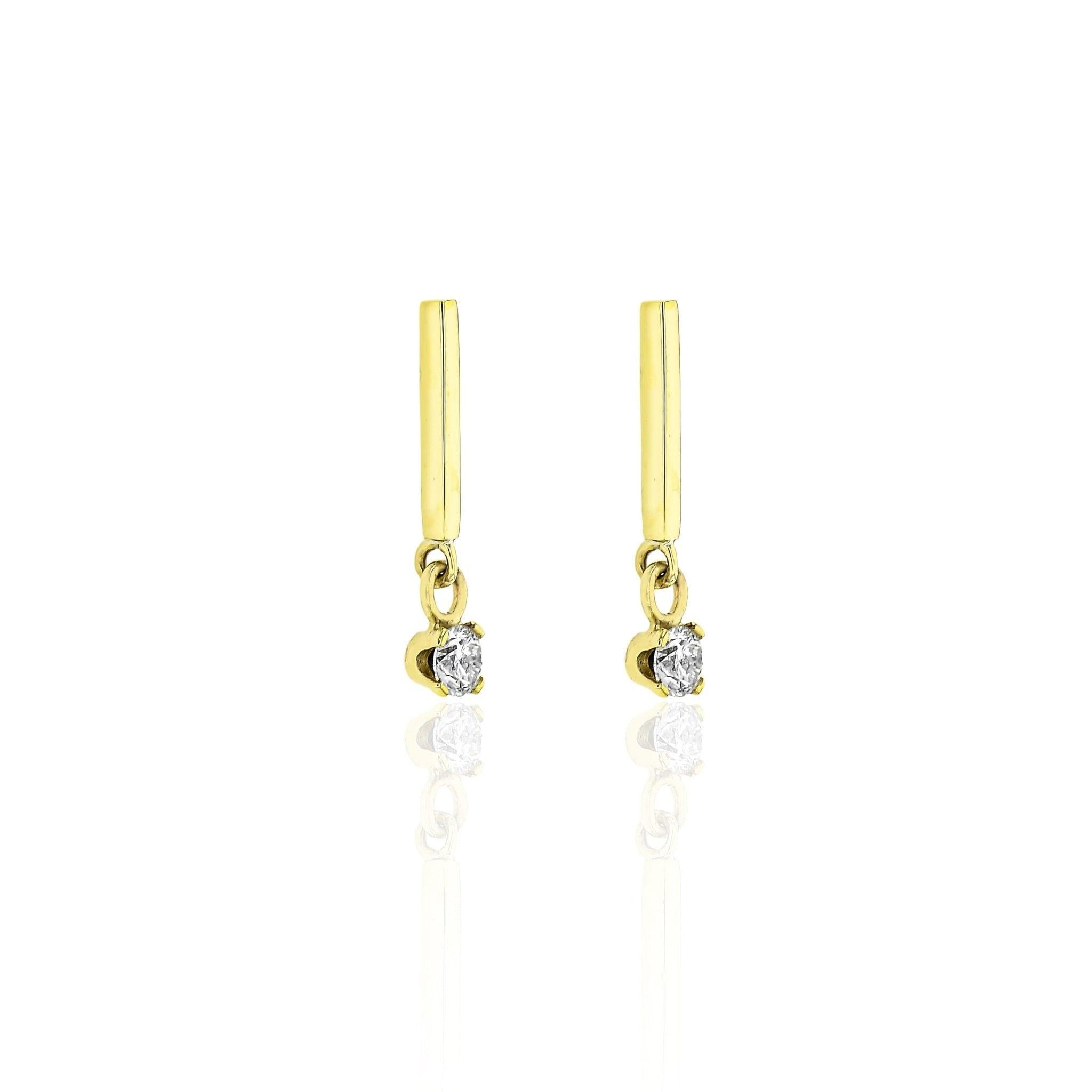Earrings-Handmade Diamond Gold Bar Earrings for the modern traditionalist. Understated luxury, feminine and daring. Made to order in Australia with a 2-4 week lead time. Complete the look with the Diamond Gold Bar Drop Necklace.-ELIISE MAAR JEWELLERY