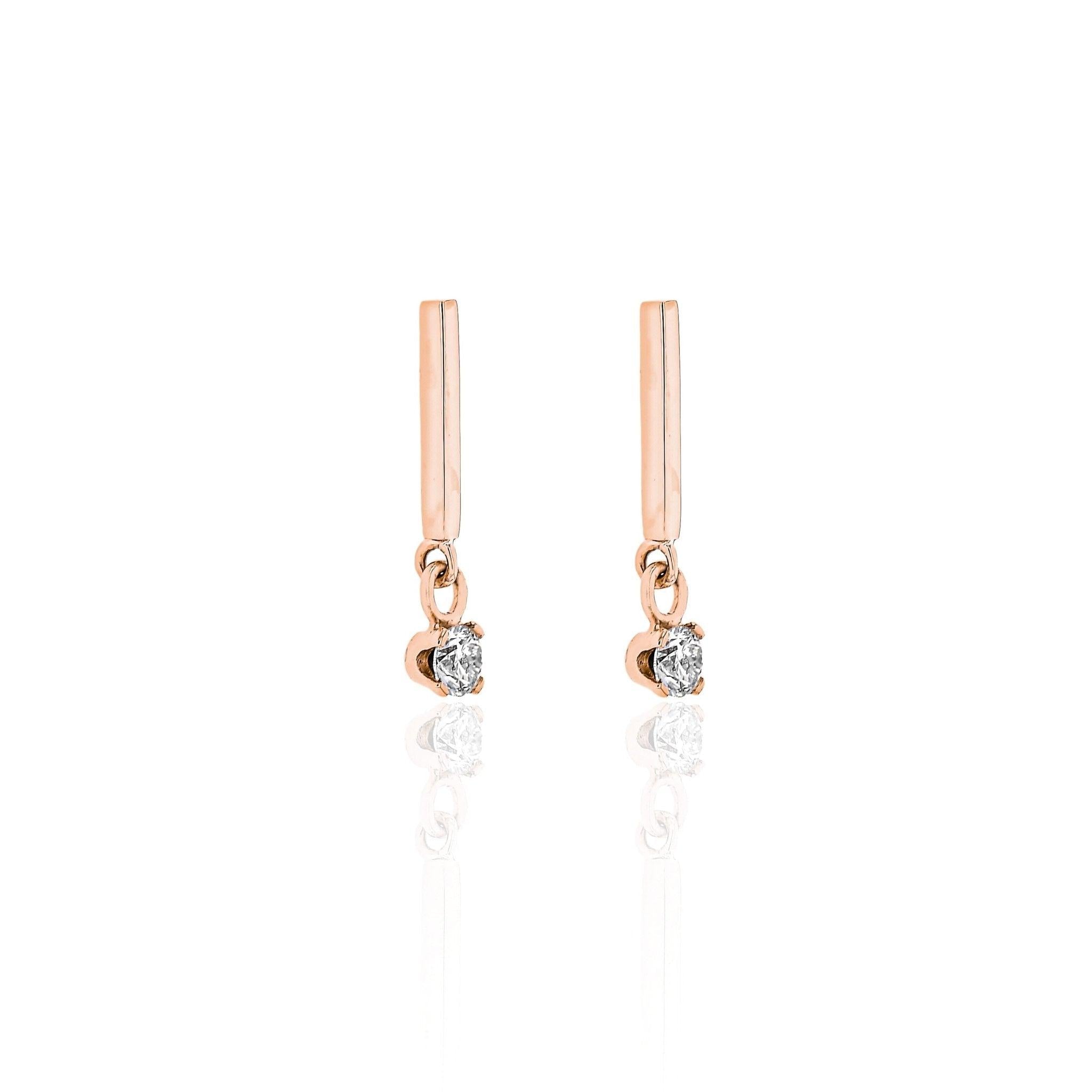 Earrings-Handmade Diamond Gold Bar Earrings for the modern traditionalist. Understated luxury, feminine and daring. Made to order in Australia with a 2-4 week lead time. Complete the look with the Diamond Gold Bar Drop Necklace.-ELIISE MAAR JEWELLERY