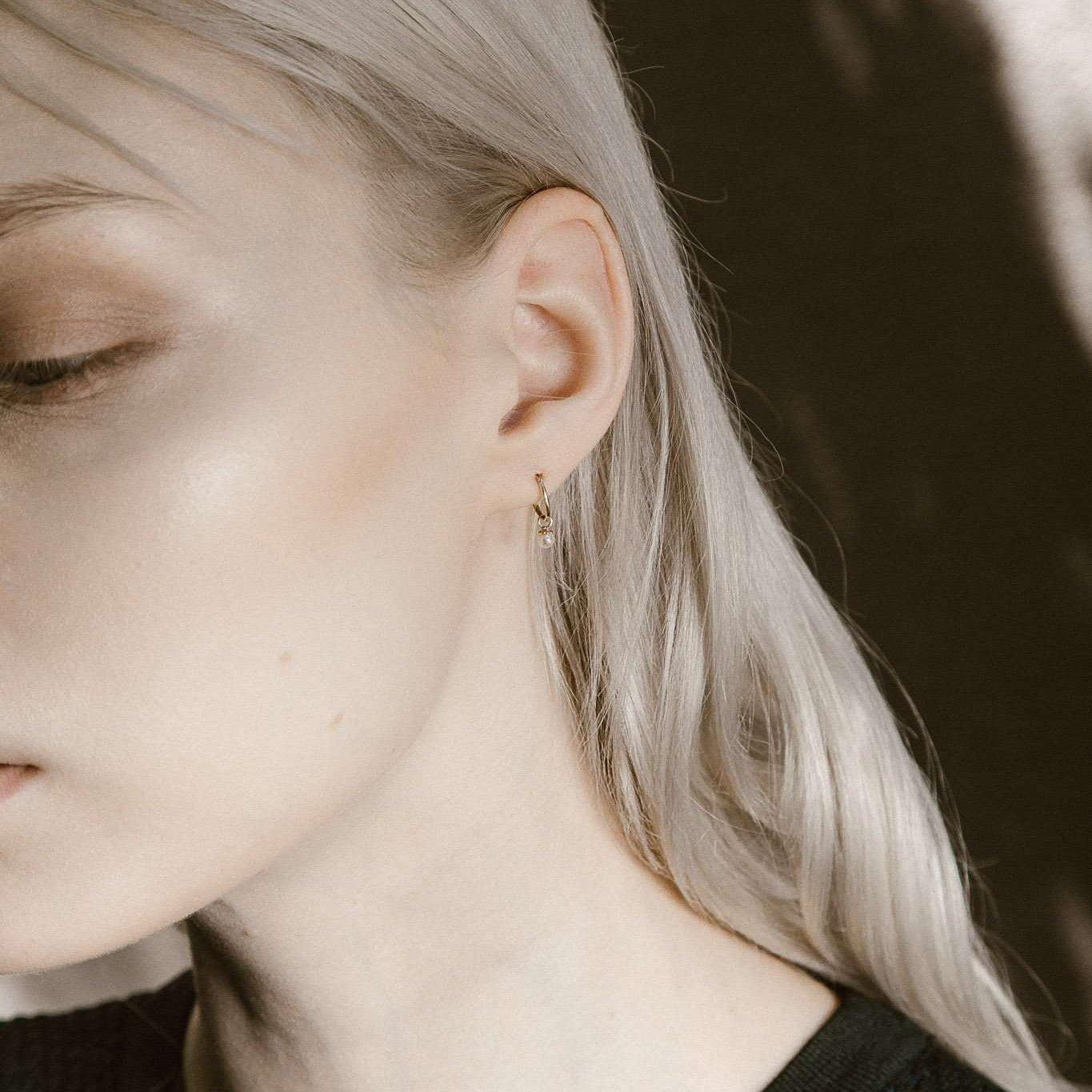 Rings-Pearl Sleeper Earrings, made to order in Australia. Comfortable for day and night wear, including sleep. Lead time 2-4 weeks. Timeless pearl design for any occasion.-ELIISE MAAR JEWELLERY