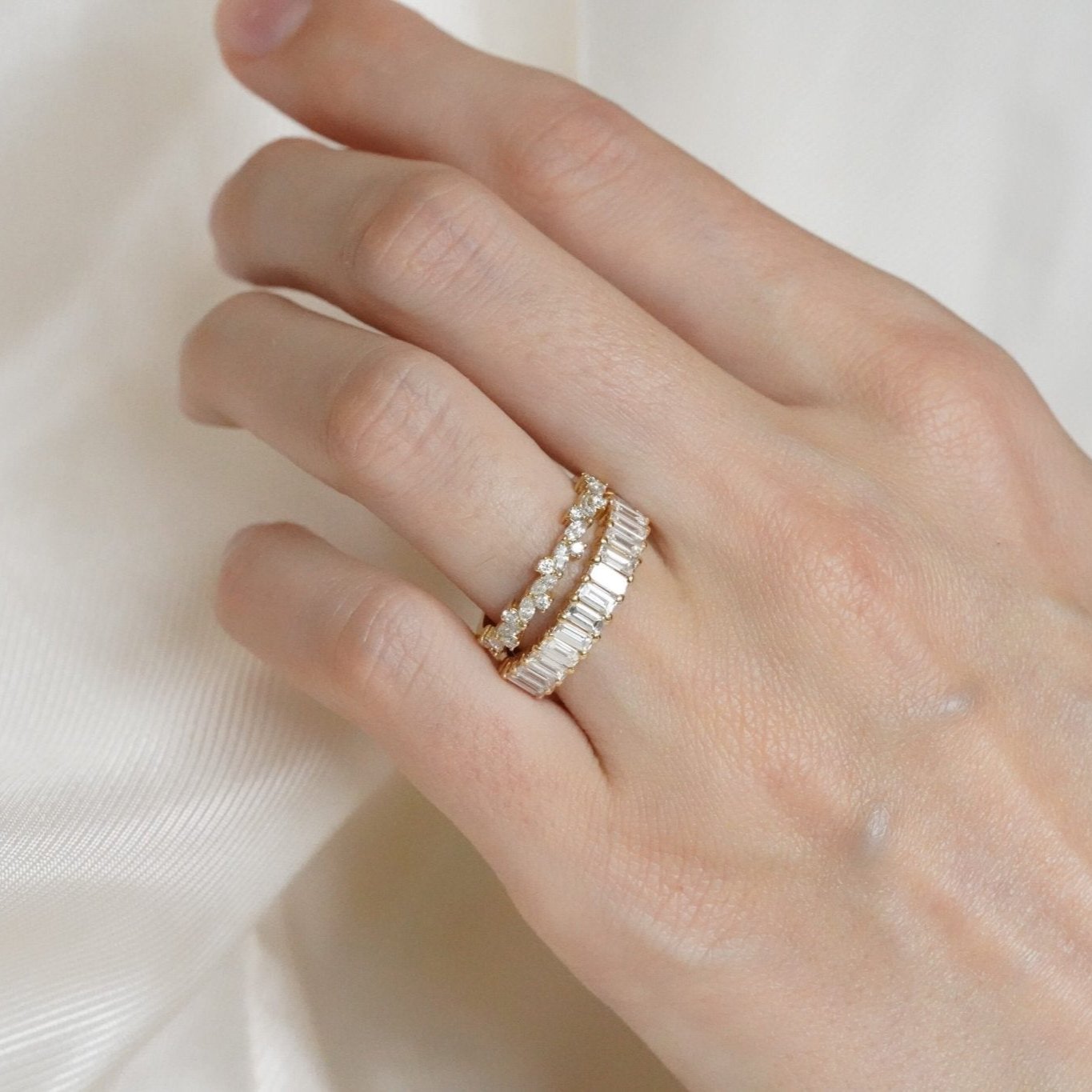 Bamboo Luxe Baguette Diamond Band-Diamond Band-Eliise Maar Fine Jewellery Australia-Eliise Maar Jewellery