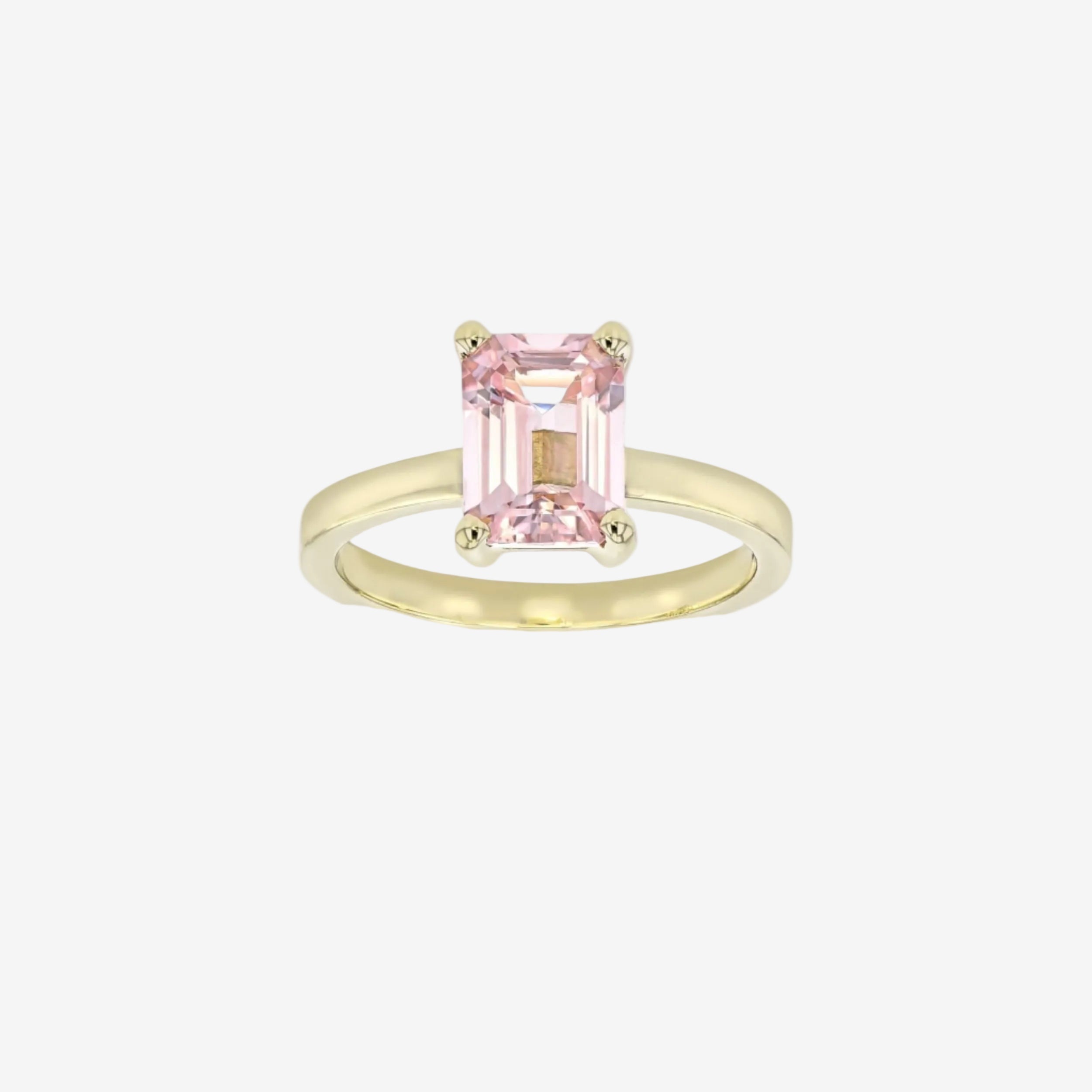 Chloe Morganite Ring-Engagement Rings-Eliise Maar Fine Jewellery Australia-AU: H ½ | Inside diameter: 15mm-14K Yellow Gold-Eliise Maar Jewellery