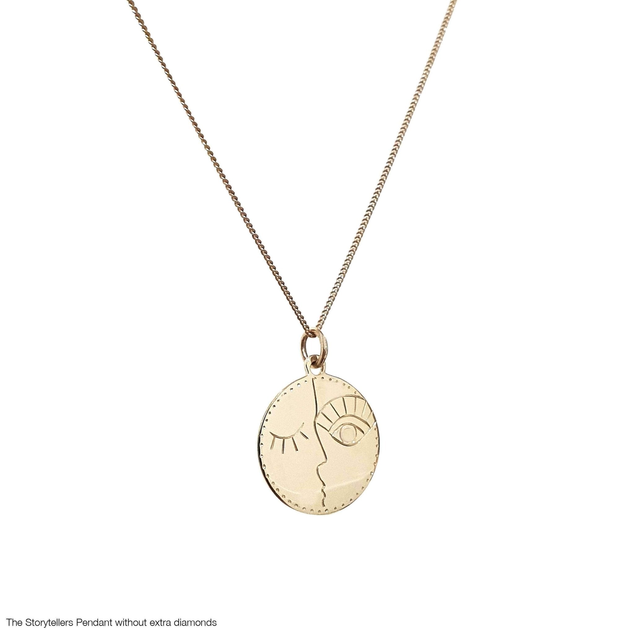 The Storytellers Pendant - 9K Yellow Gold - With Diamonds - 40cm chain-Necklaces-Eliise Maar Fine Jewellery Australia-Eliise Maar Jewellery