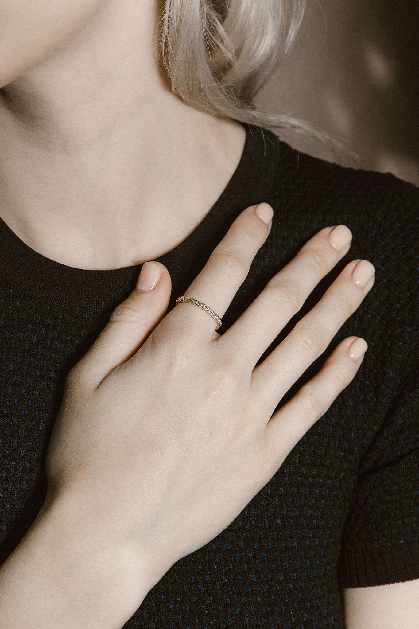 Thin Frost Yellow Gold Wedding Band-Rings-Eliise Maar Fine Jewellery Australia-Eliise Maar Jewellery