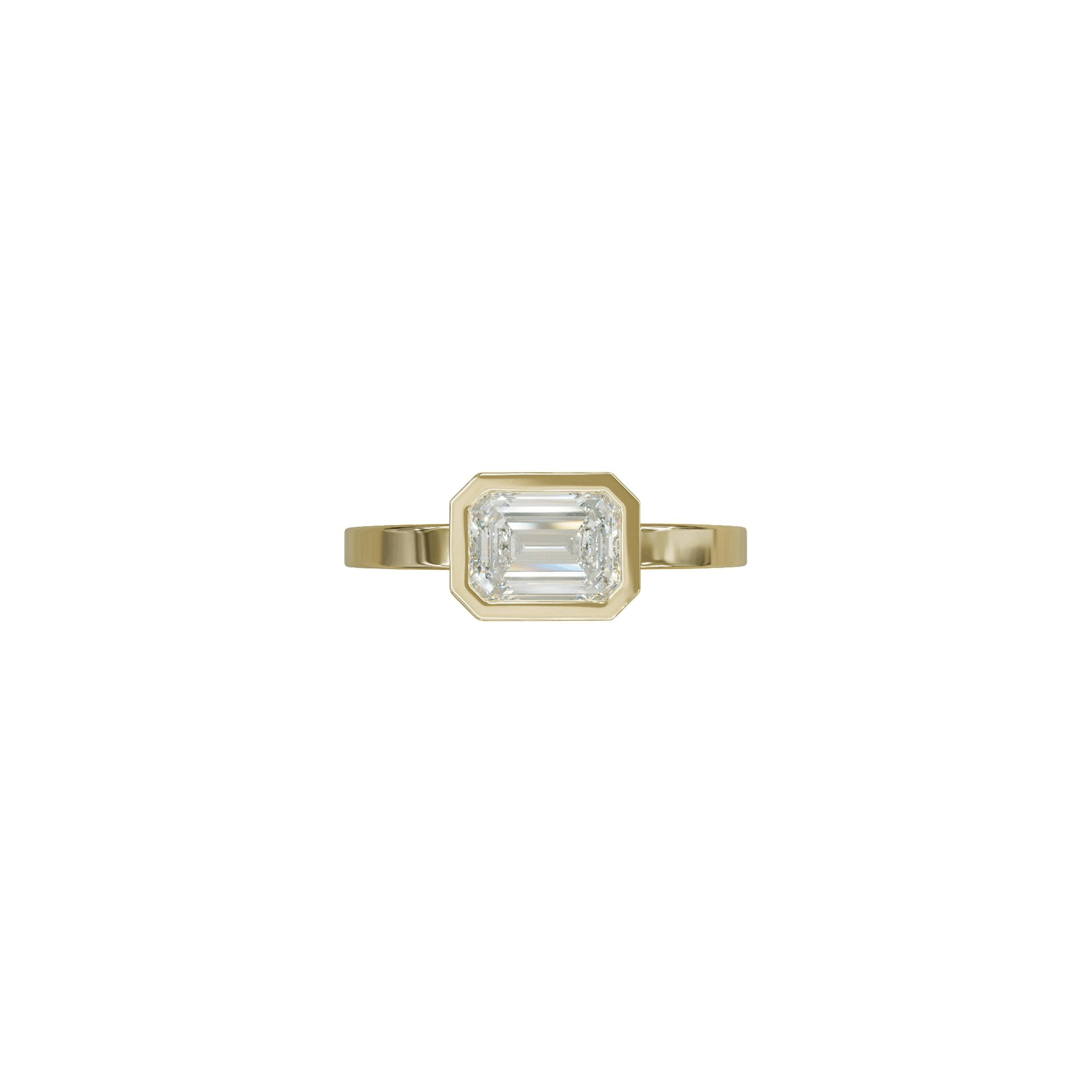 Rings-A bold expression of love, unity, and courage, this three-piece wedding ring set is designed for those who dare to love fearlessly. At its heart lies a striking emerald-cut diamond, bezel-set in a sleek band - symbolizing clarity, strength, and unwavering commitment. Bound by two perfectly contoured bands, the set fits together like a powerful puzzle, each piece enhancing the other. The architectural design reflects the bravery it takes to build a lasting bond, while the radiant finish and seamless al