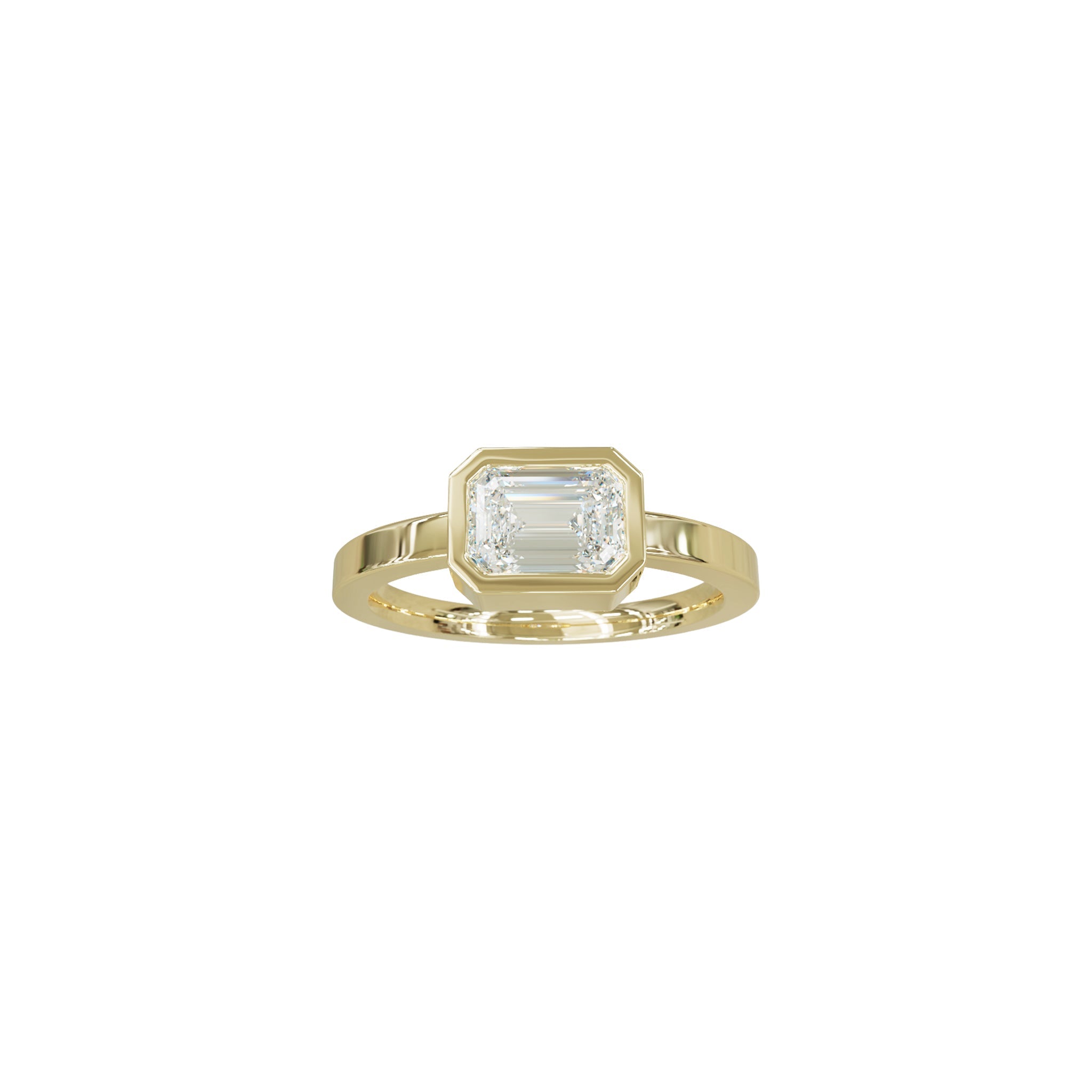 Rings-A bold expression of love, unity, and courage, this three-piece wedding ring set is designed for those who dare to love fearlessly. At its heart lies a striking emerald-cut diamond, bezel-set in a sleek band - symbolizing clarity, strength, and unwavering commitment. Bound by two perfectly contoured bands, the set fits together like a powerful puzzle, each piece enhancing the other. The architectural design reflects the bravery it takes to build a lasting bond, while the radiant finish and seamless al