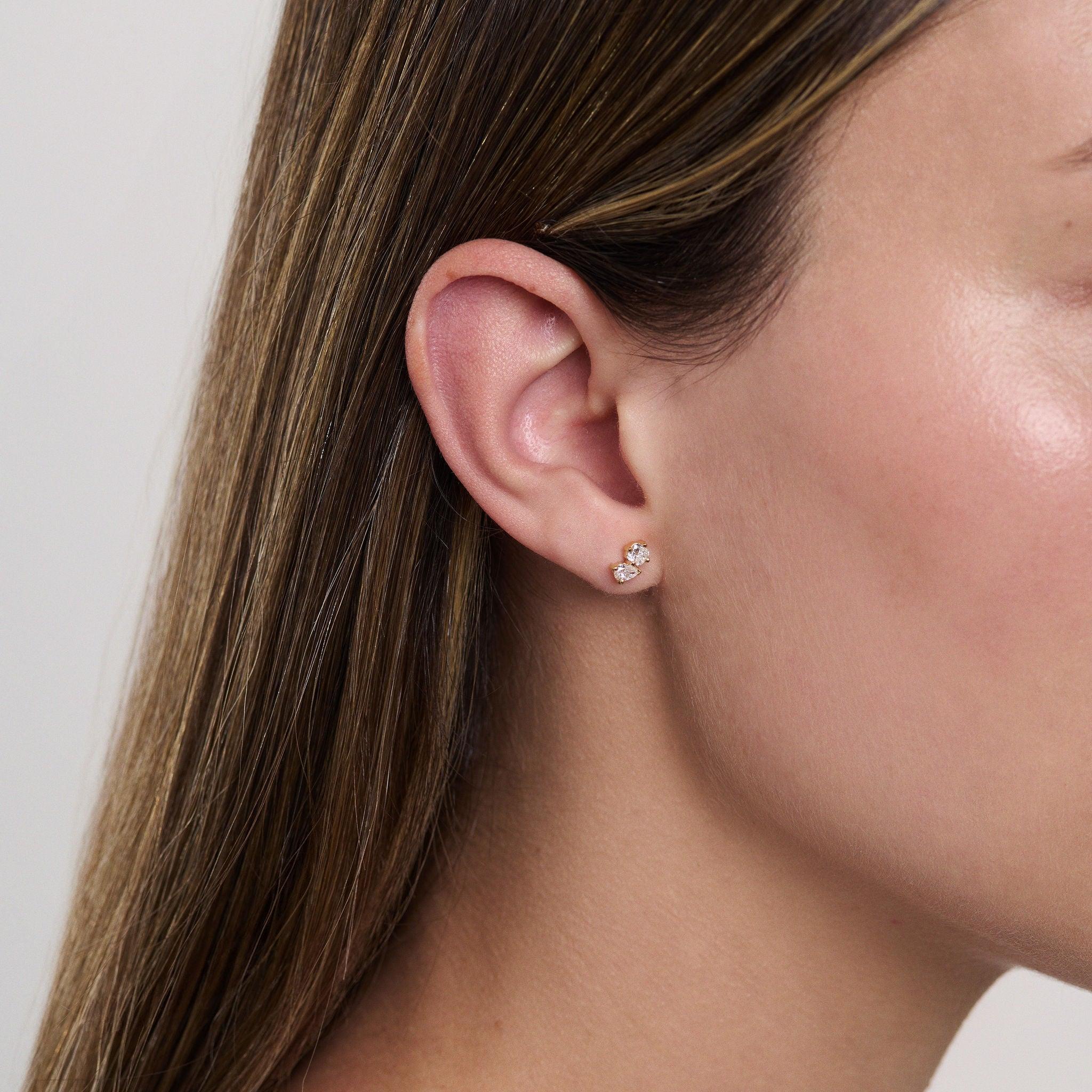 Earrings-Angelica Diamond Earrings combine pear and radiant cuts. Made to order in Australia with 2-4 weeks lead time. Ethically sourced diamonds and gemstones, crafted in recycled and refined gold. Part of the Angelica Collection.-ELIISE MAAR JEWELLERY