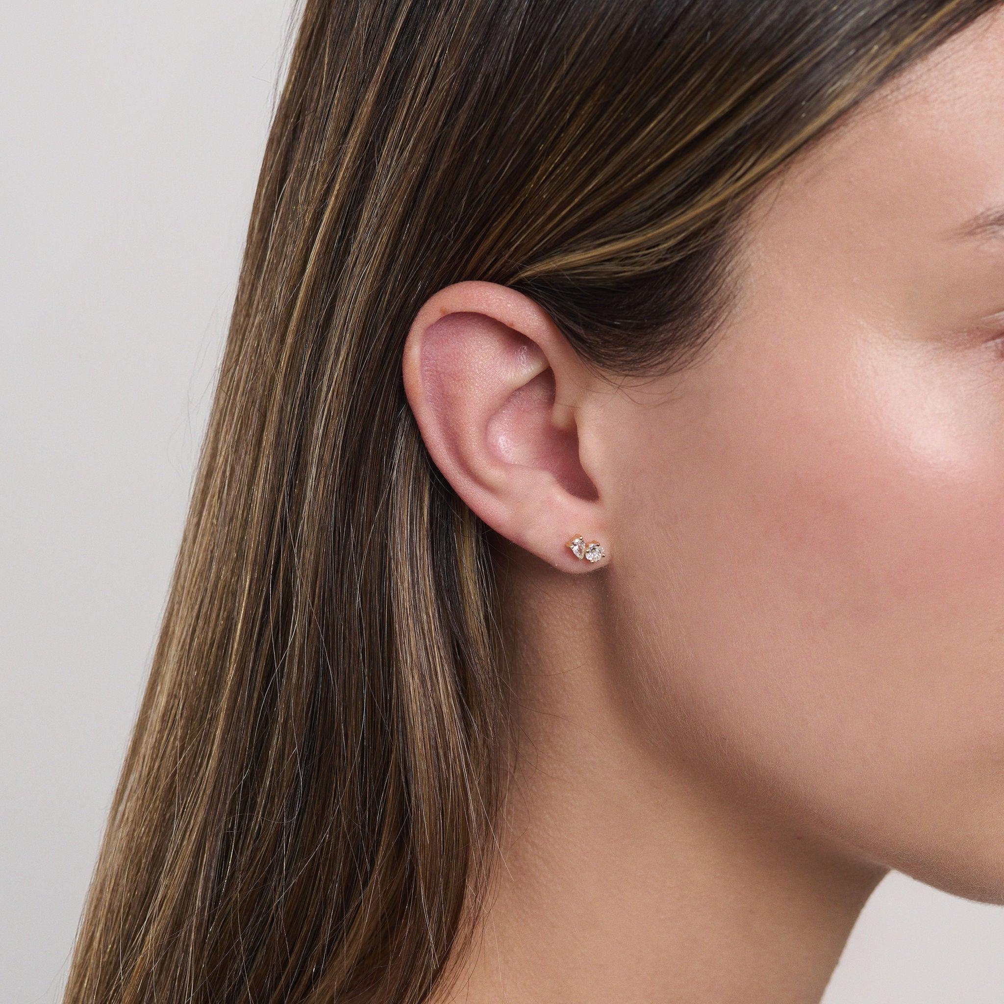 Earrings-Angelica Diamond Earrings combine pear and radiant cuts. Made to order in Australia with 2-4 weeks lead time. Ethically sourced diamonds and gemstones, crafted in recycled and refined gold. Part of the Angelica Collection.-ELIISE MAAR JEWELLERY