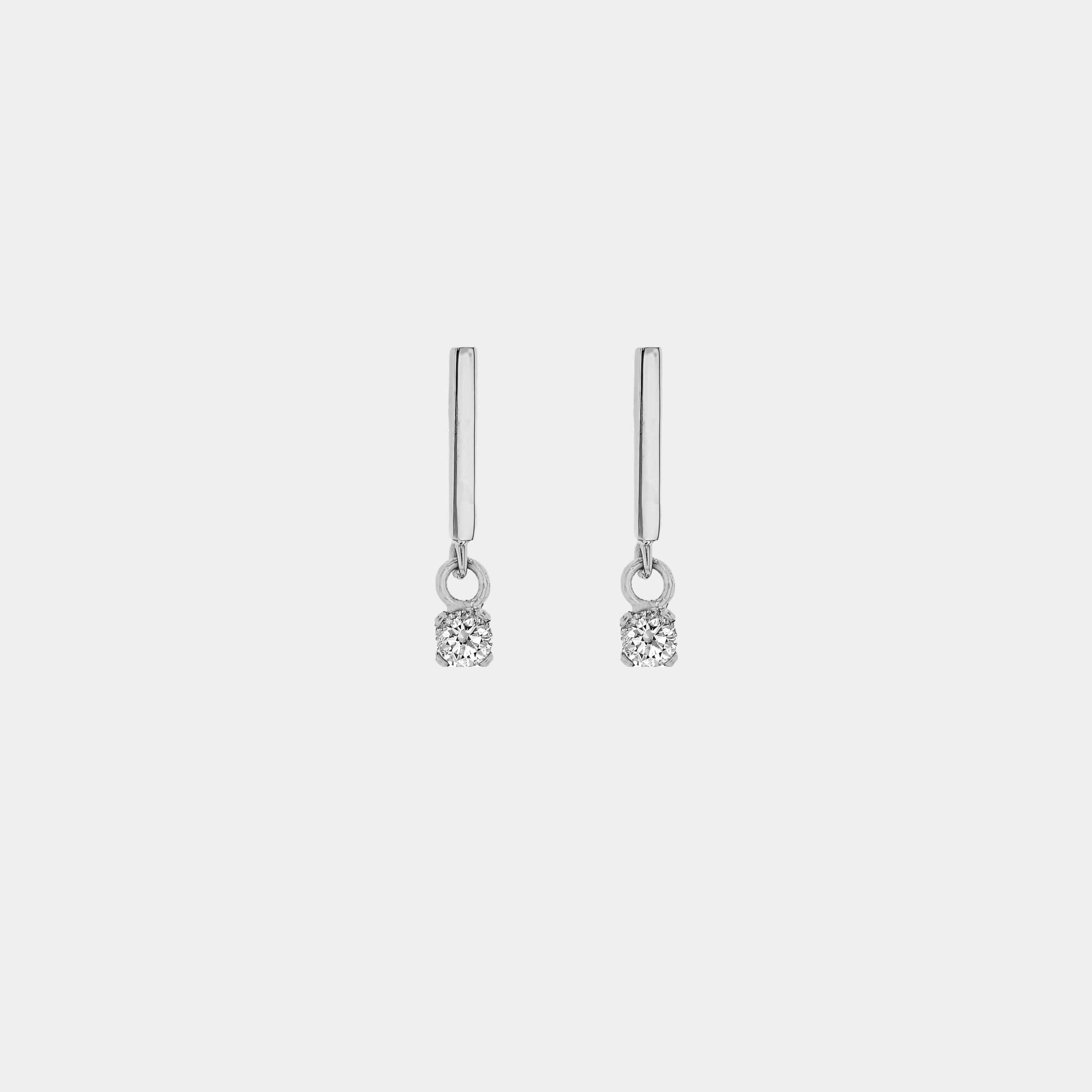 Earrings-Handmade Diamond Gold Bar Earrings for the modern traditionalist. Understated luxury, feminine and daring. Made to order in Australia with a 2-4 week lead time. Complete the look with the Diamond Gold Bar Drop Necklace.-ELIISE MAAR JEWELLERY